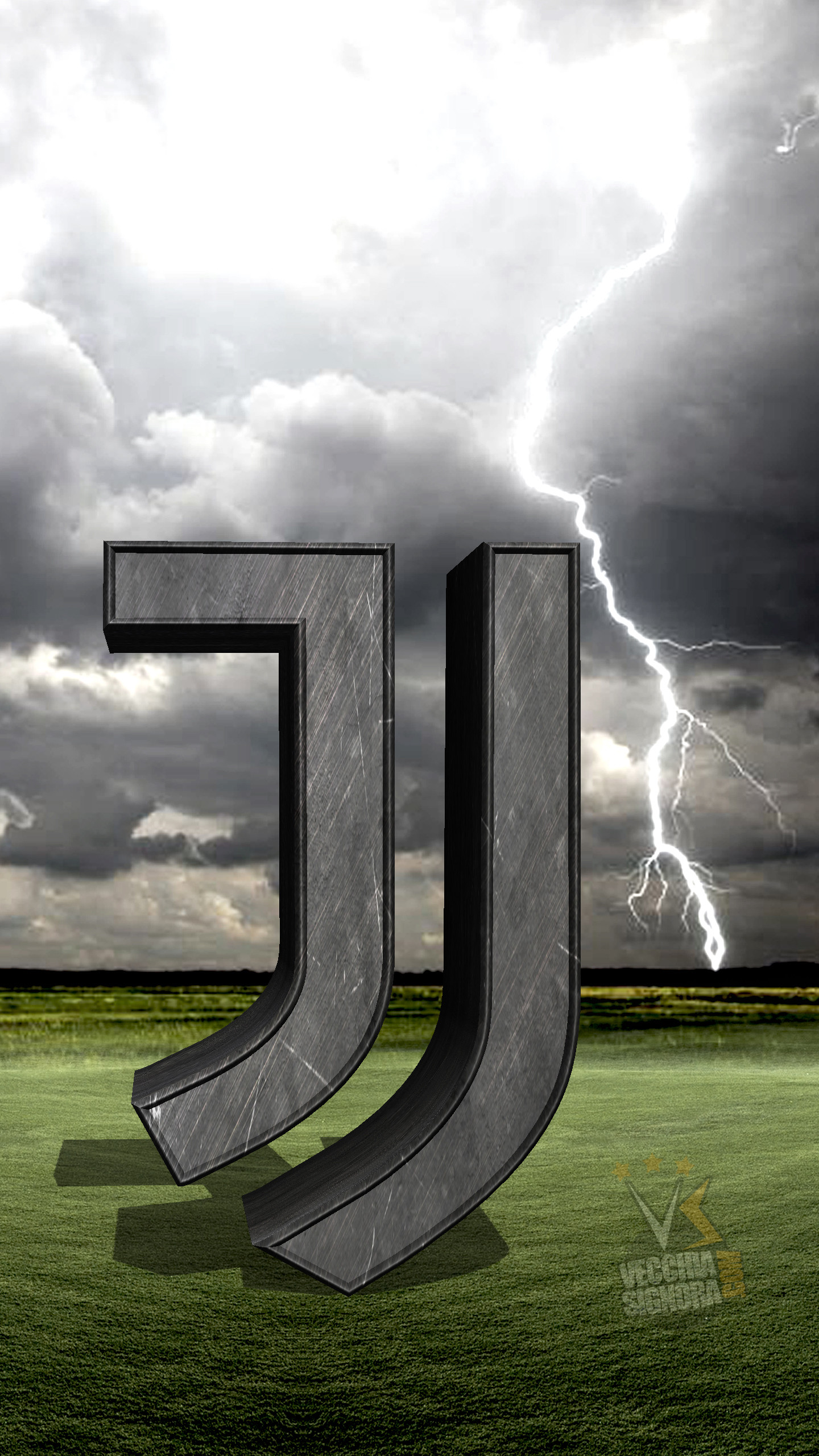 Juventus, Logo J, Fulmine, Campo, QHD+, wallpaper per smartphone