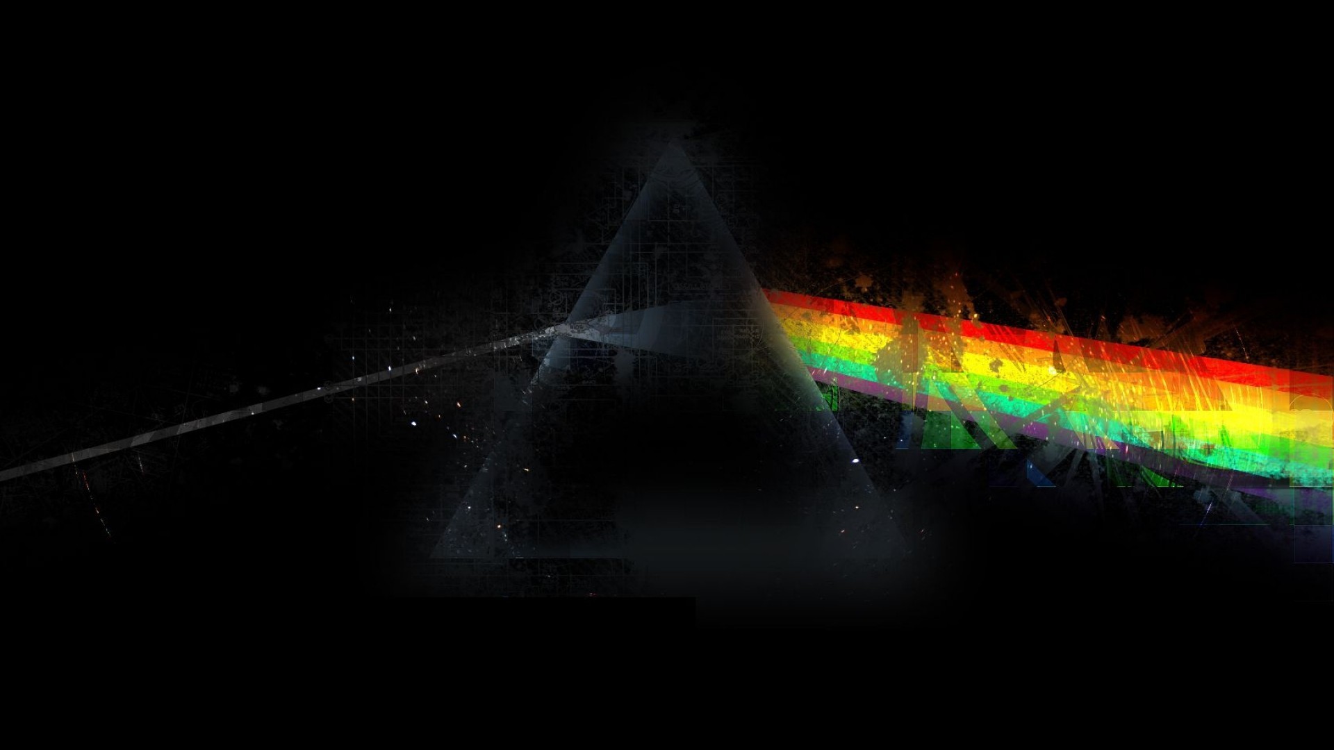 Prisma, Raggio arcobaleno, Pink Floyd, Sfondo nero, Full HD, wallpaper per PC