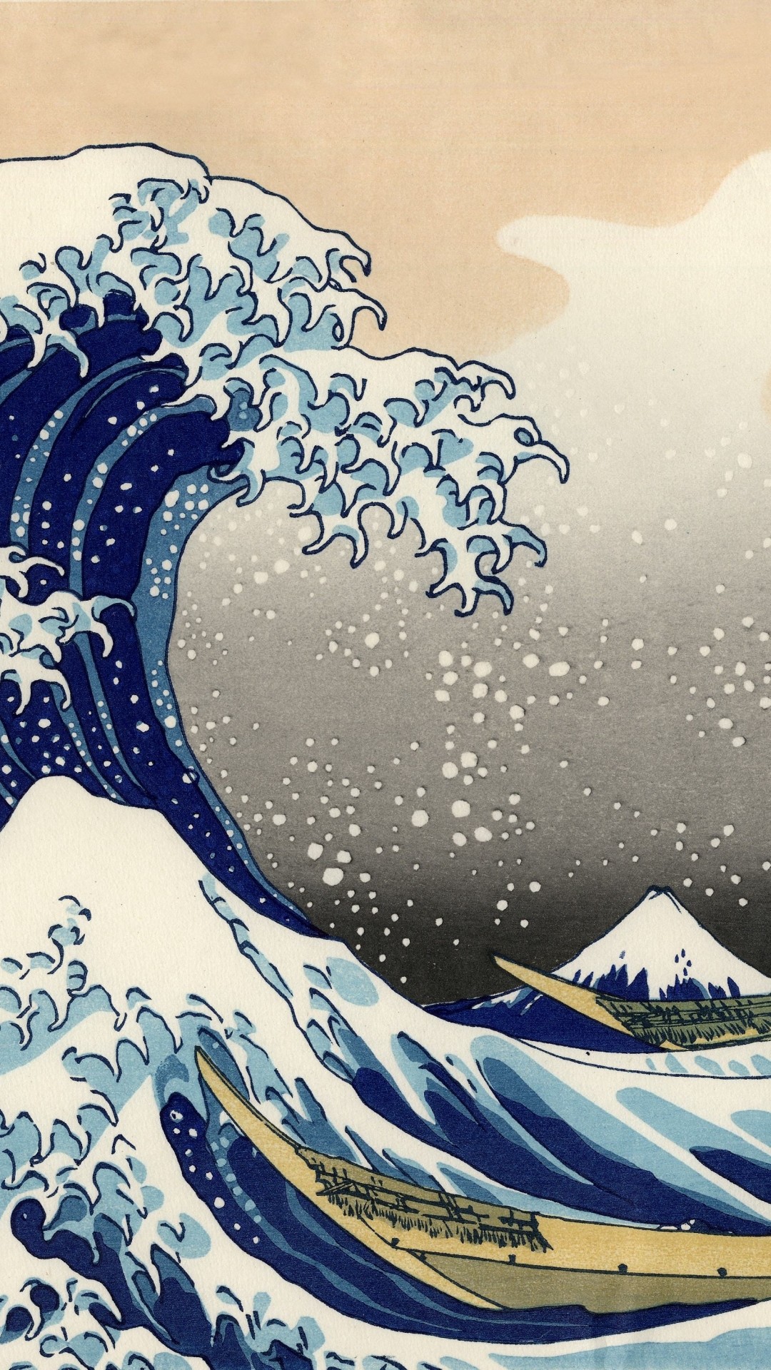 La grande onda di Kanagawa, Hokusai, Ukiyo-e, Arte giapponese, Full HD, sfondo verticale per cellulare
