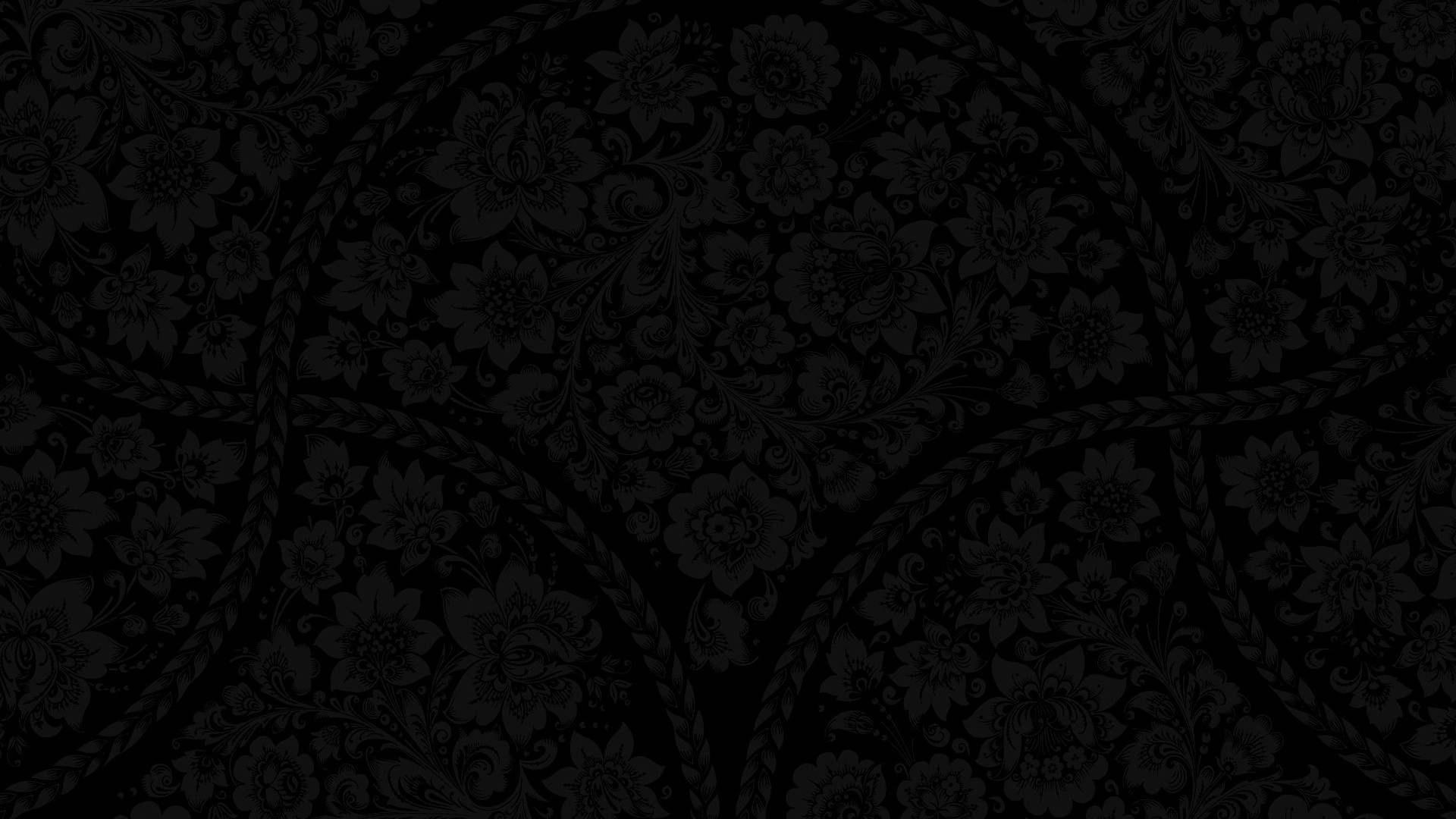 Damasco, Nero, Floreale, 1920x1080, sfondo per PC