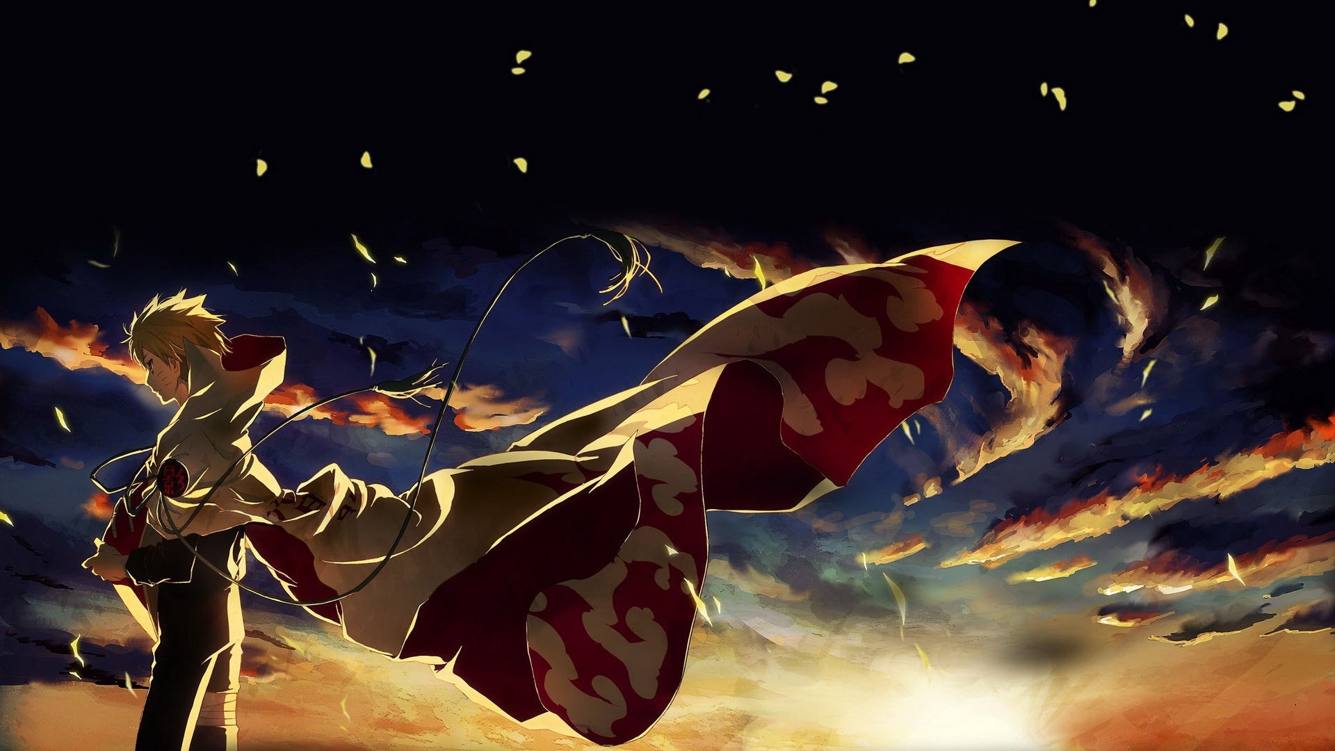 Minato Namikaze, Naruto, Mantello, Tramonto, Full HD, sfondo per PC e portatile