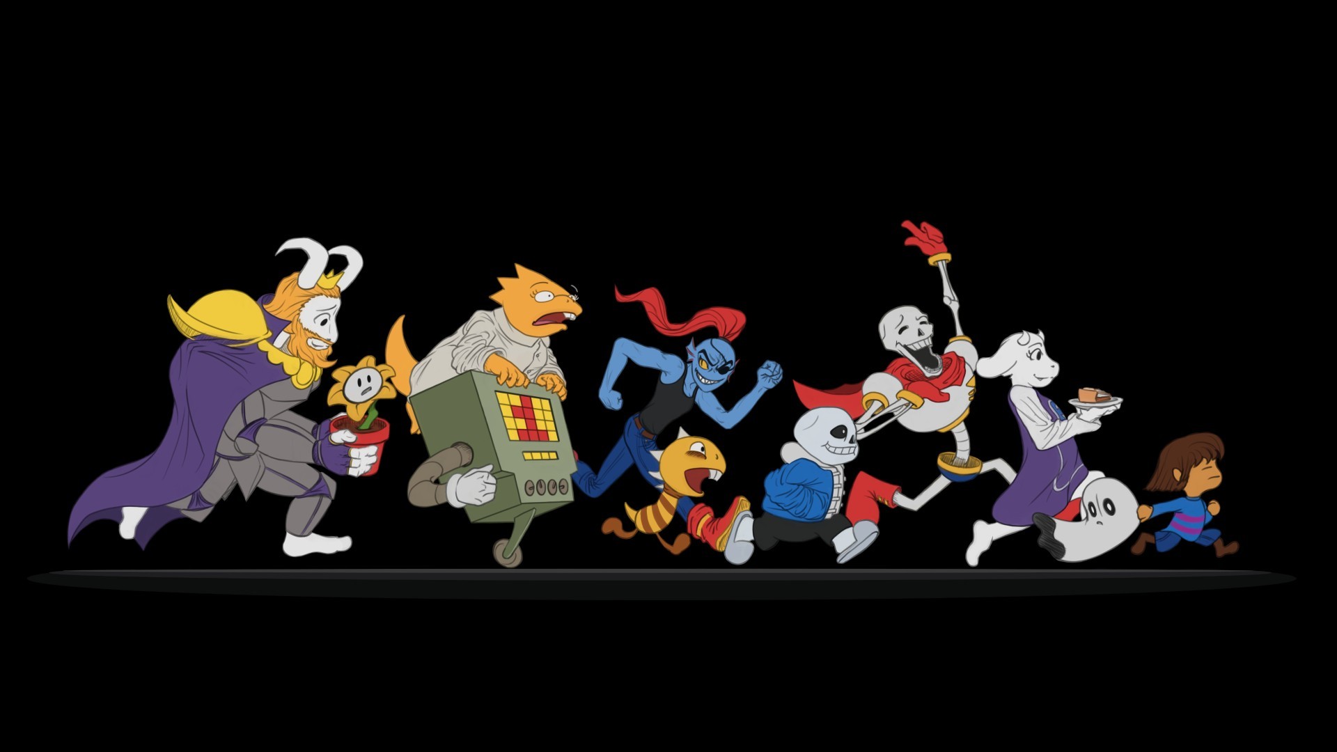 Undertale, Asgore, Undyne, Papyrus, Sans, Corsa, Full HD 1080p, sfondo desktop