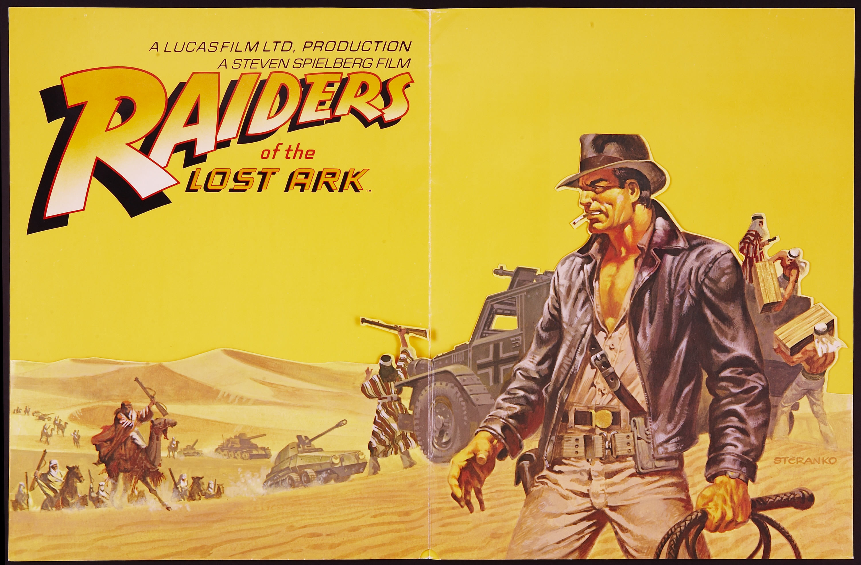 I predatori dell'arca perduta, Indiana Jones, Harrison Ford, Locandina, Giallo, sfondo 2K