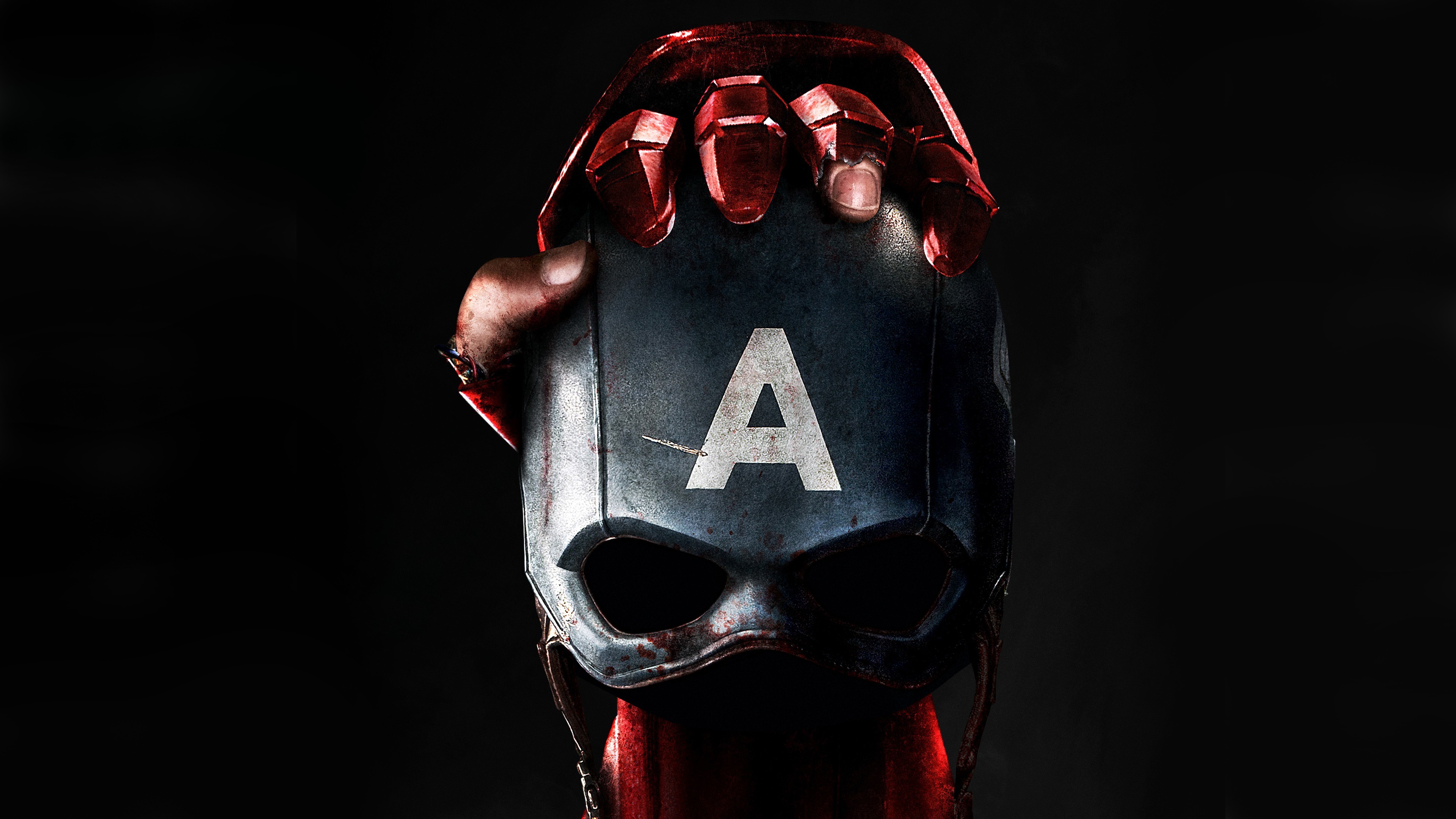 Iron Man, Captain America, Elmo, Captain America: Civil War, Sfondo nero, 4K Ultra HD