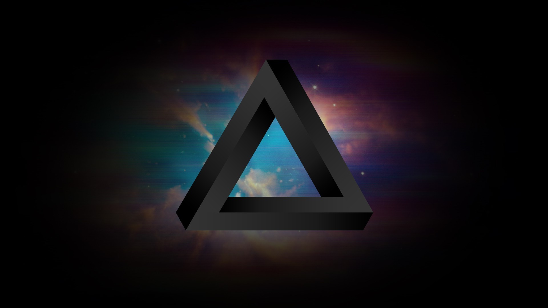 Triangolo di Penrose, Spazio, Sfondo nero, Full HD, wallpaper per computer