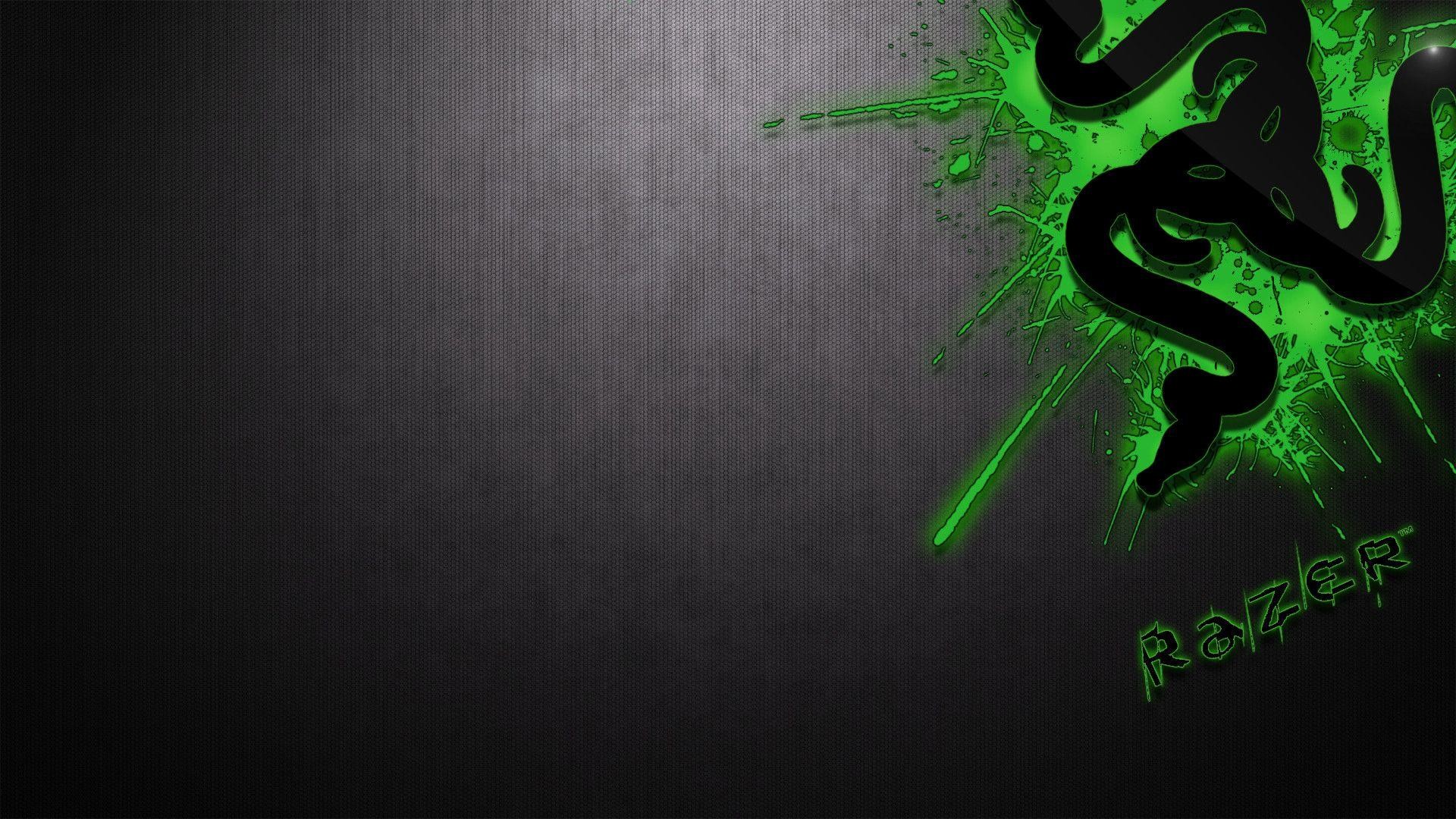Razer, Logo Razer, Schizzi verdi, Metallo, Full HD 1080p, sfondo desktop