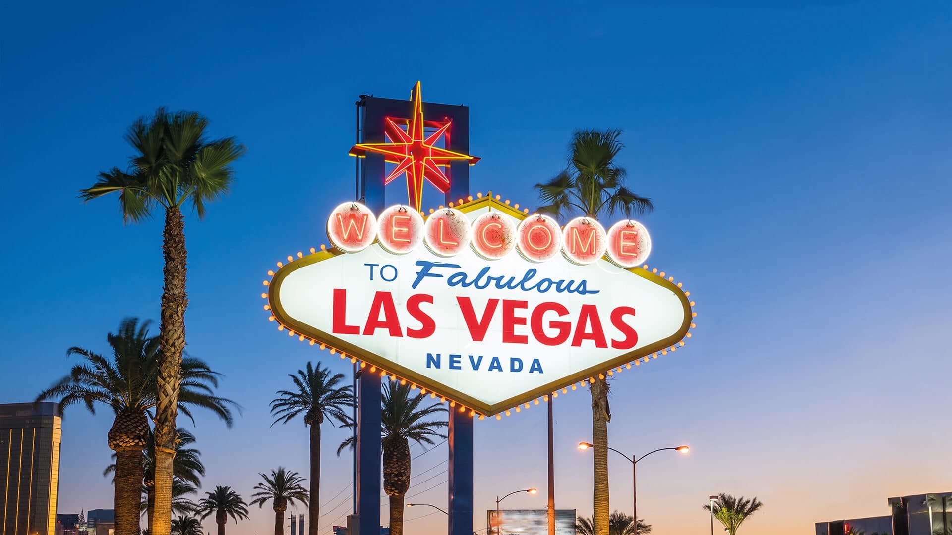 Welcome to Fabulous Las Vegas, Las Vegas, Nevada, Palme, Insegna vintage, Tramonto, wallpaper desktop