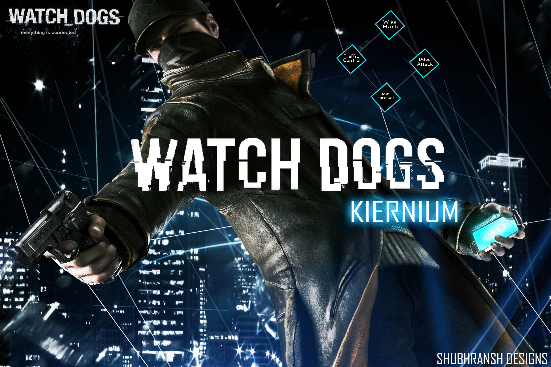 Aiden Pearce, Watch Dogs, Kiernium, Pistola, Full HD, sfondo Windows 11