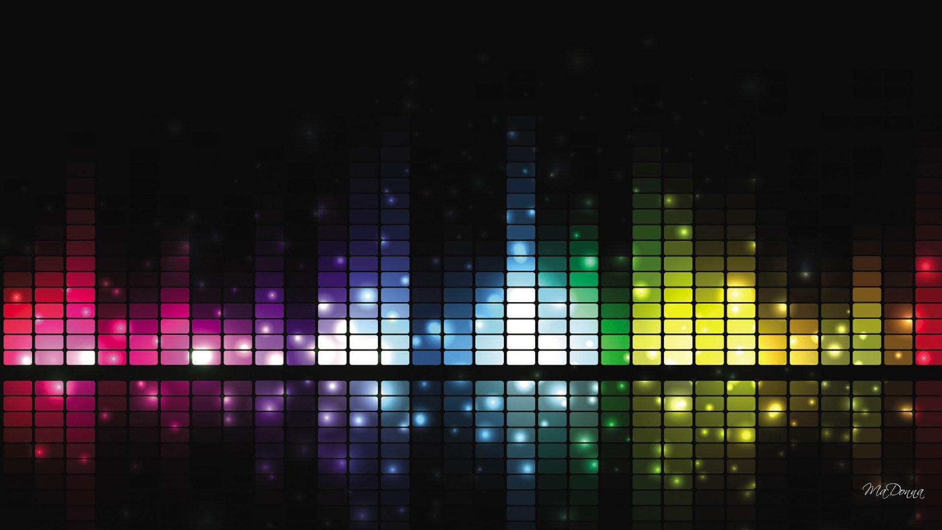 Equalizzatore, Luci colorate, Sfondo nero, Full HD, wallpaper desktop