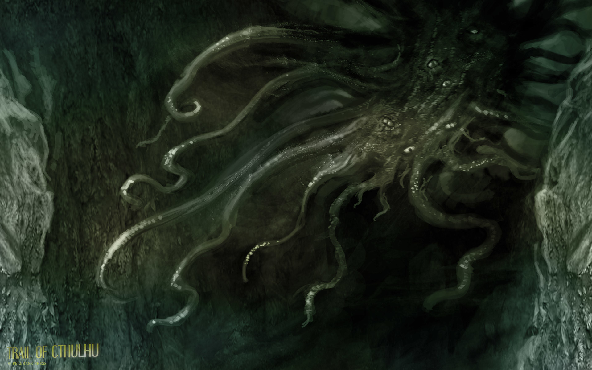 Cthulhu, Tentacoli, Verde scuro, 1920x1200, immagine di sfondo