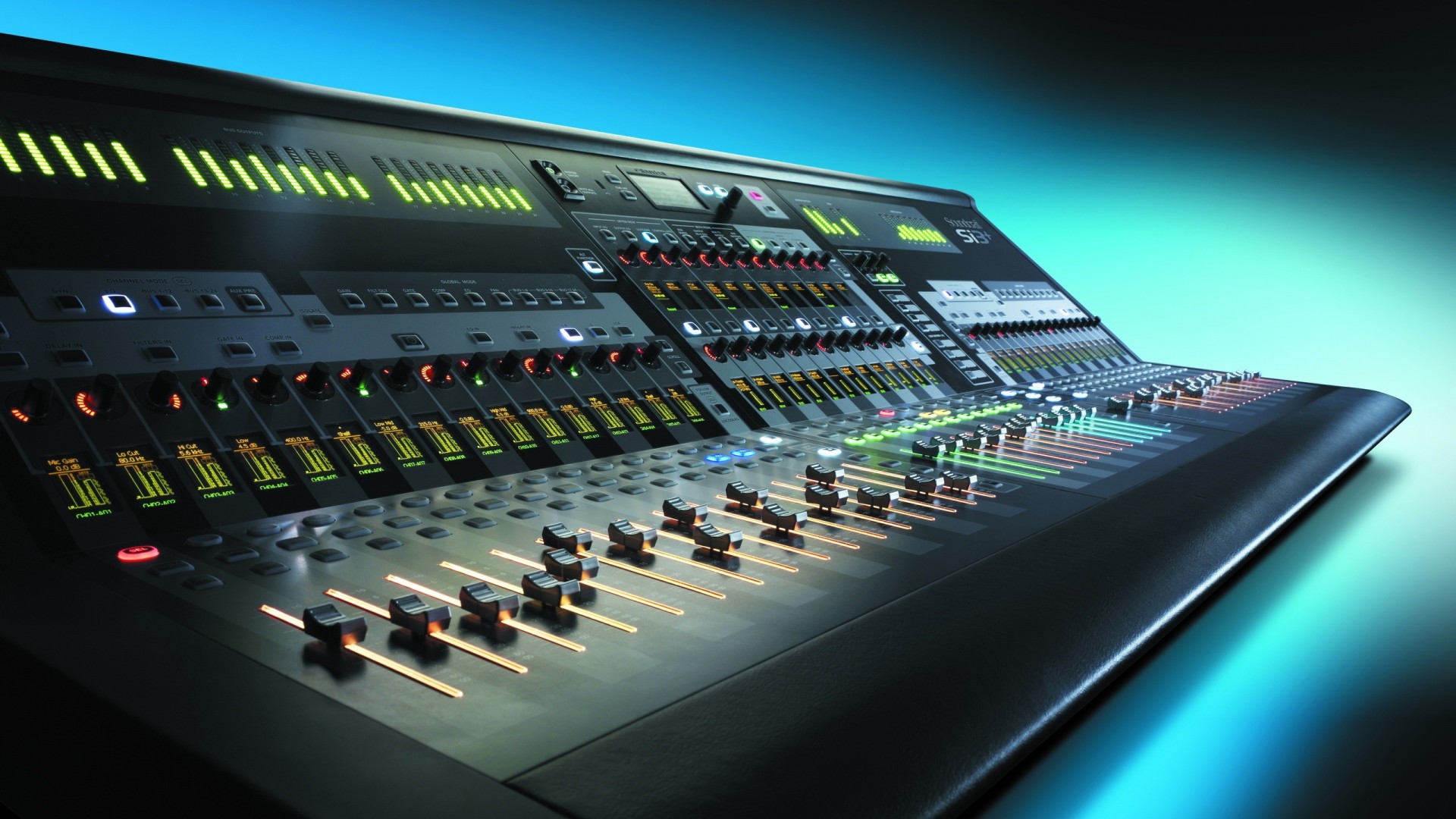 Mixer audio, Console, Tecnologia, Luce azzurra, Full HD, sfondo per PC