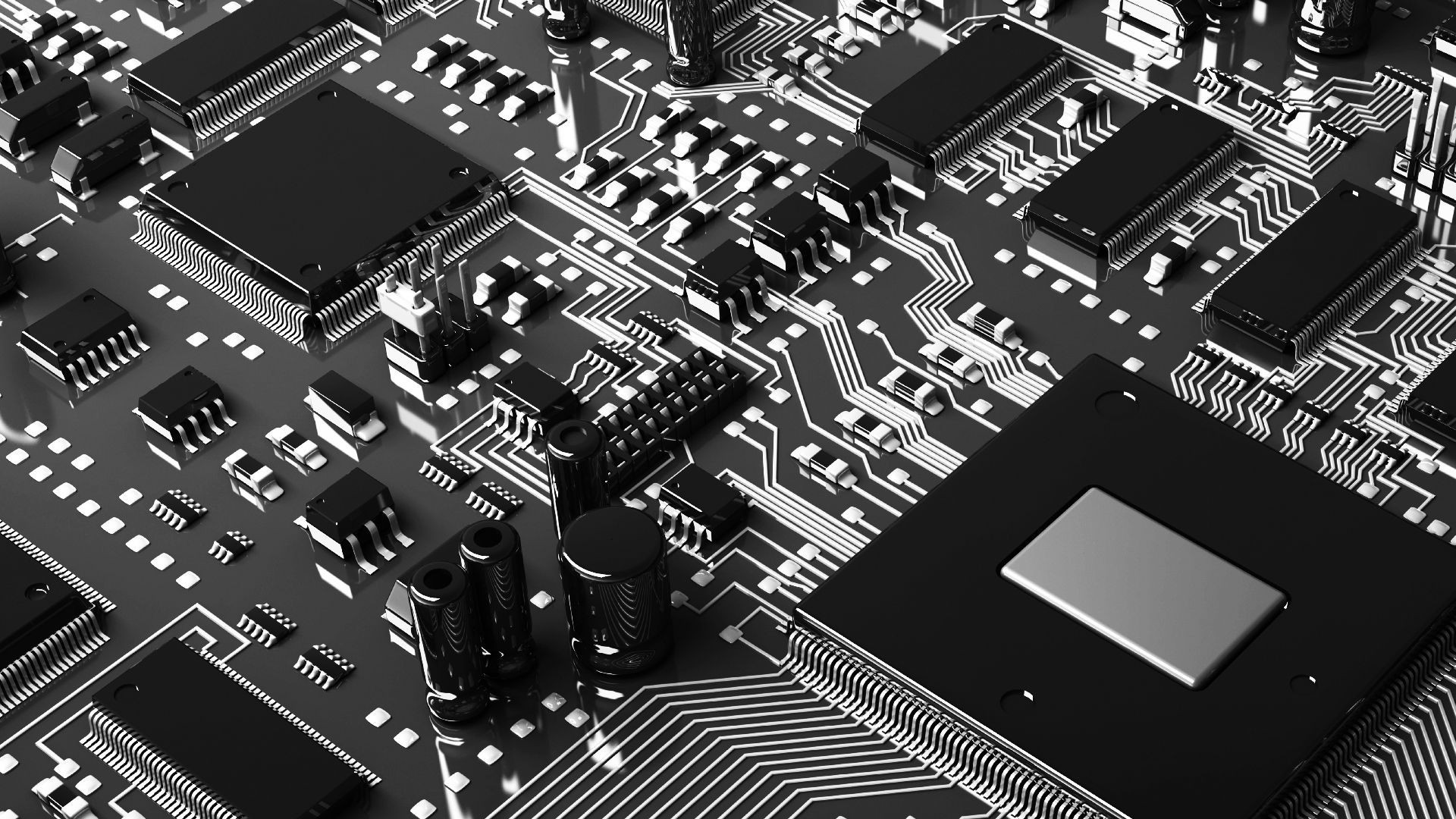 Circuito stampato, Microchip, Bianco e nero, Full HD 1080p, sfondo desktop
