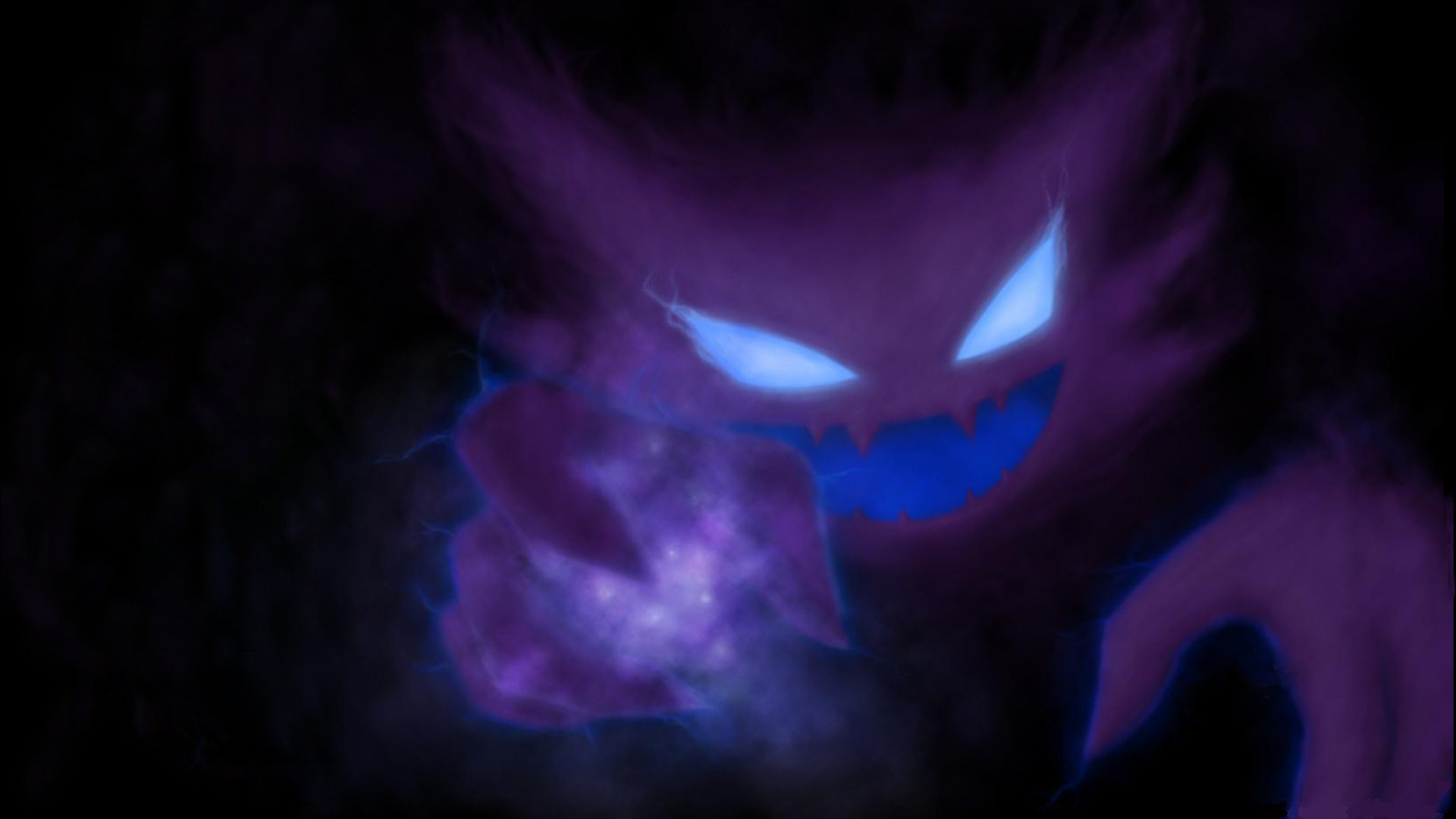 Gengar, Pokémon, Fantasma, Viola, Sfondo scuro, Full HD, wallpaper Windows 10