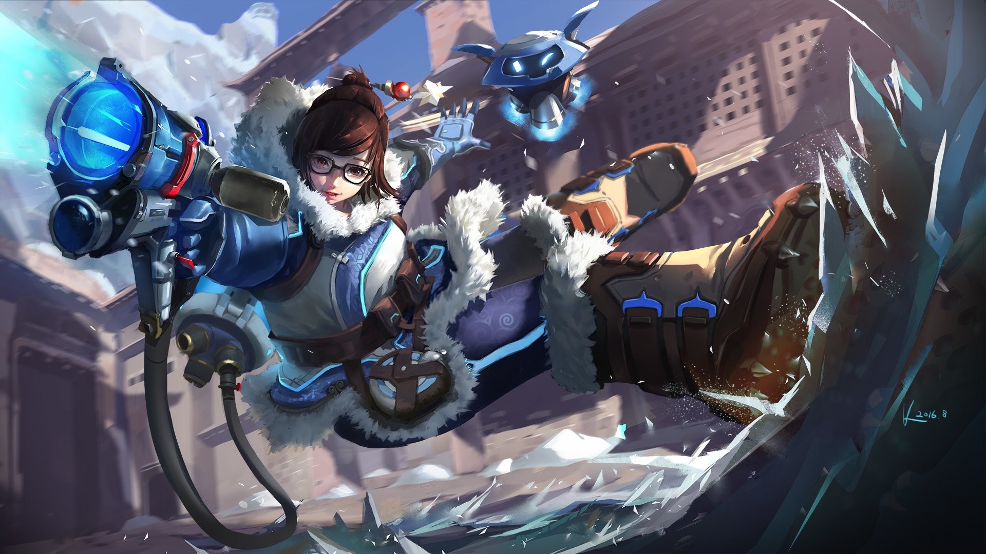 Mei, Overwatch, Blaster endotermico, Ghiaccio, Full HD, sfondo per portatile