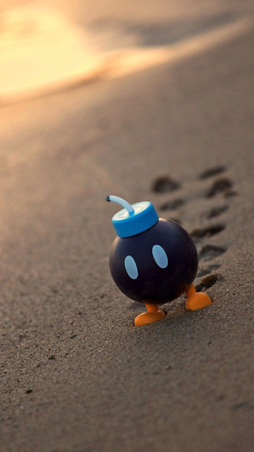 Bob-omba, Super Mario, Sabbia, Impronte, Full HD, sfondo per iPhone e Android