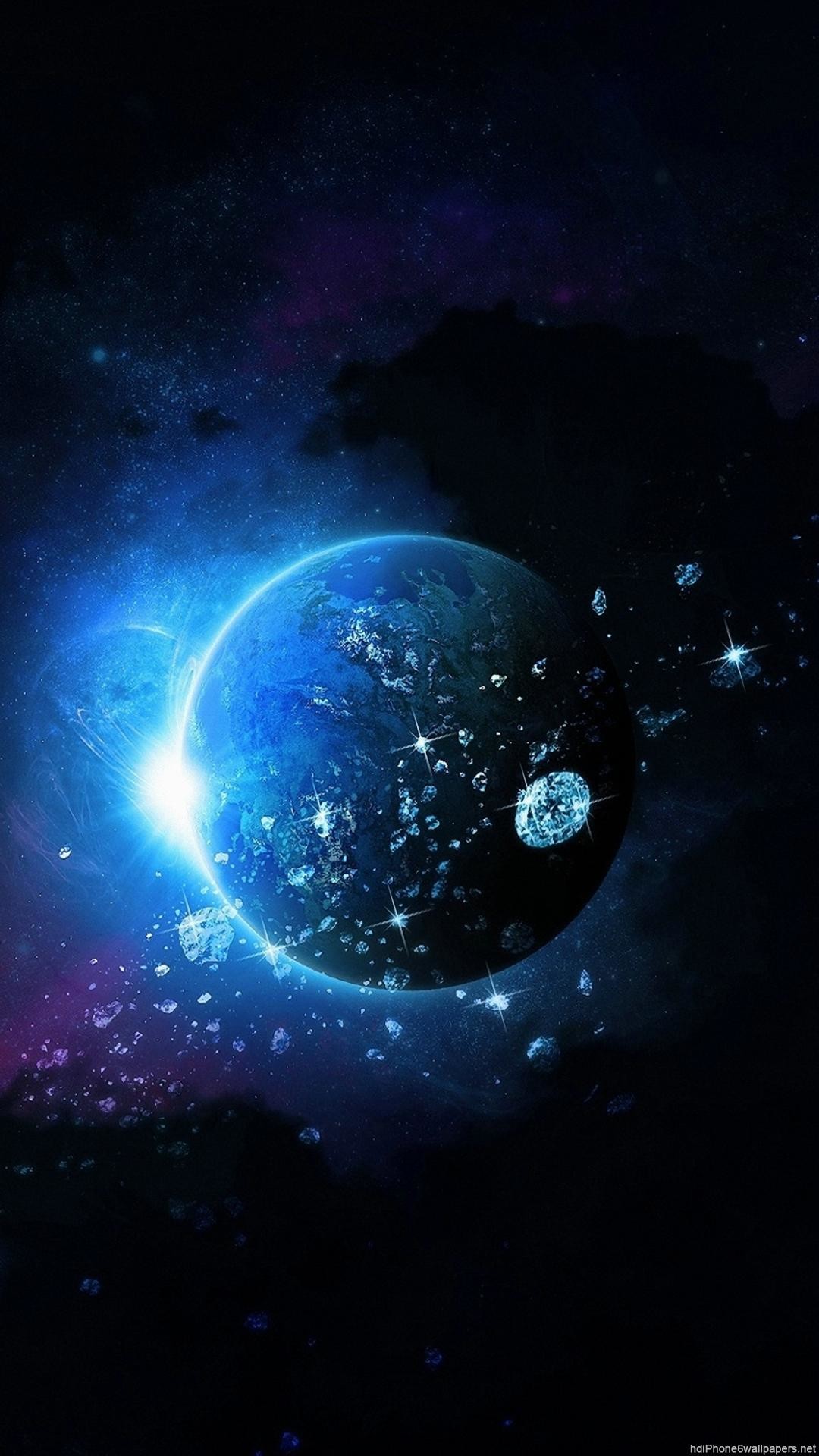 Pianeta, Spazio, Stelle, Blu, Full HD, sfondo iPhone 5S