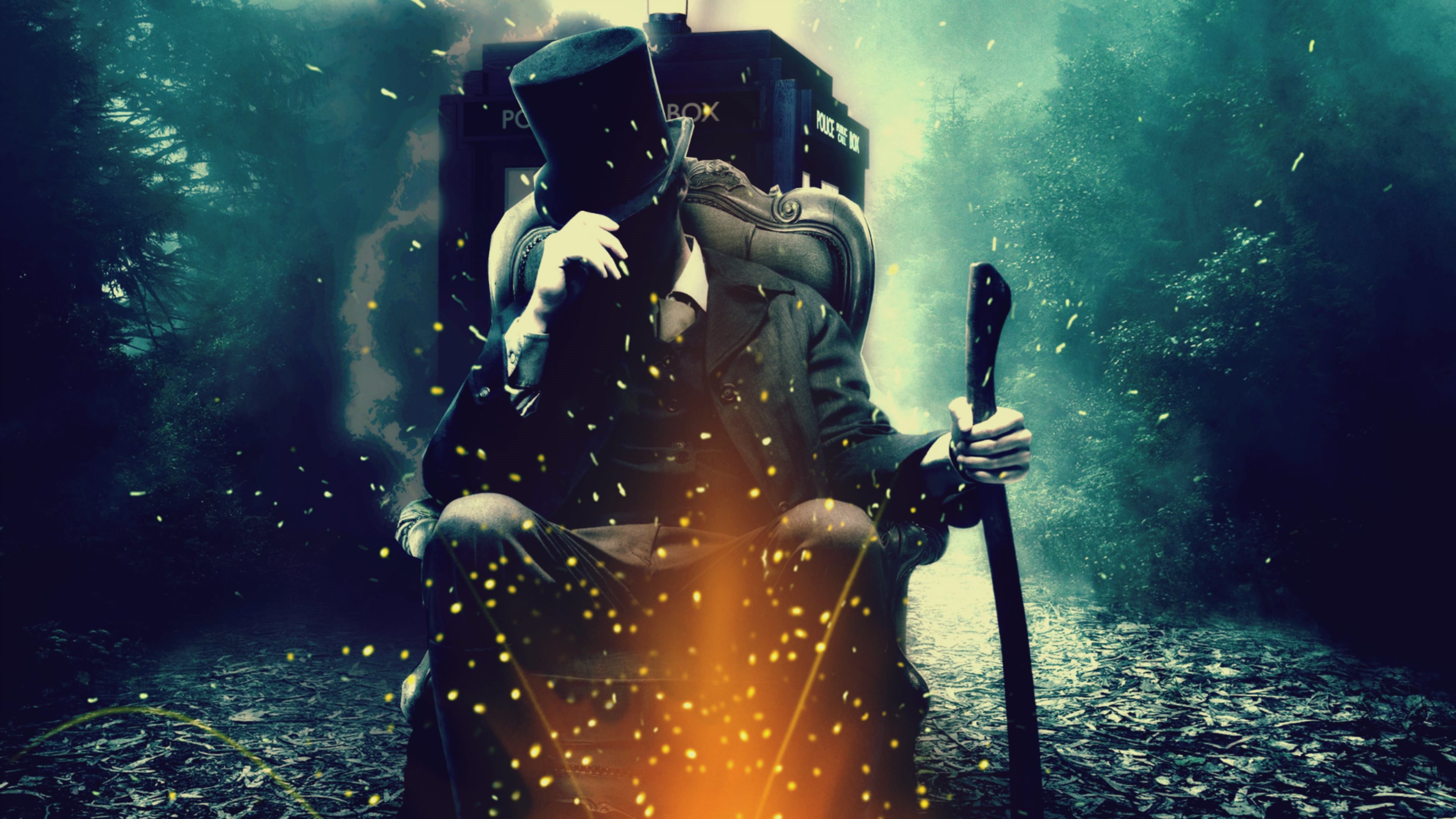 Doctor Who, TARDIS, Scintille, Arte digitale, 16:9 4K, sfondo widescreen