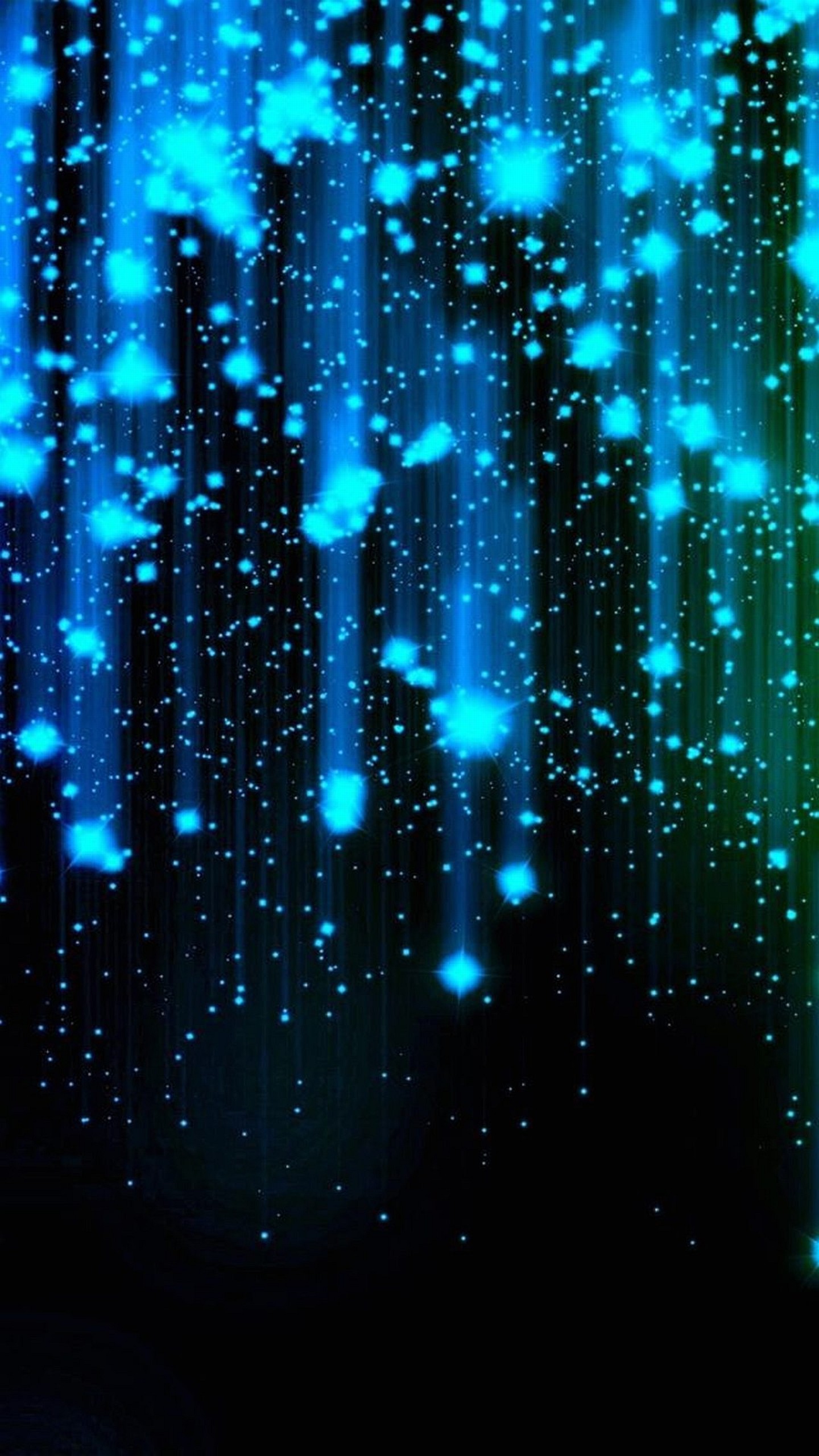 Luci cadenti, Azzurro, Sfondo nero, QHD+, schermata di blocco del cellulare