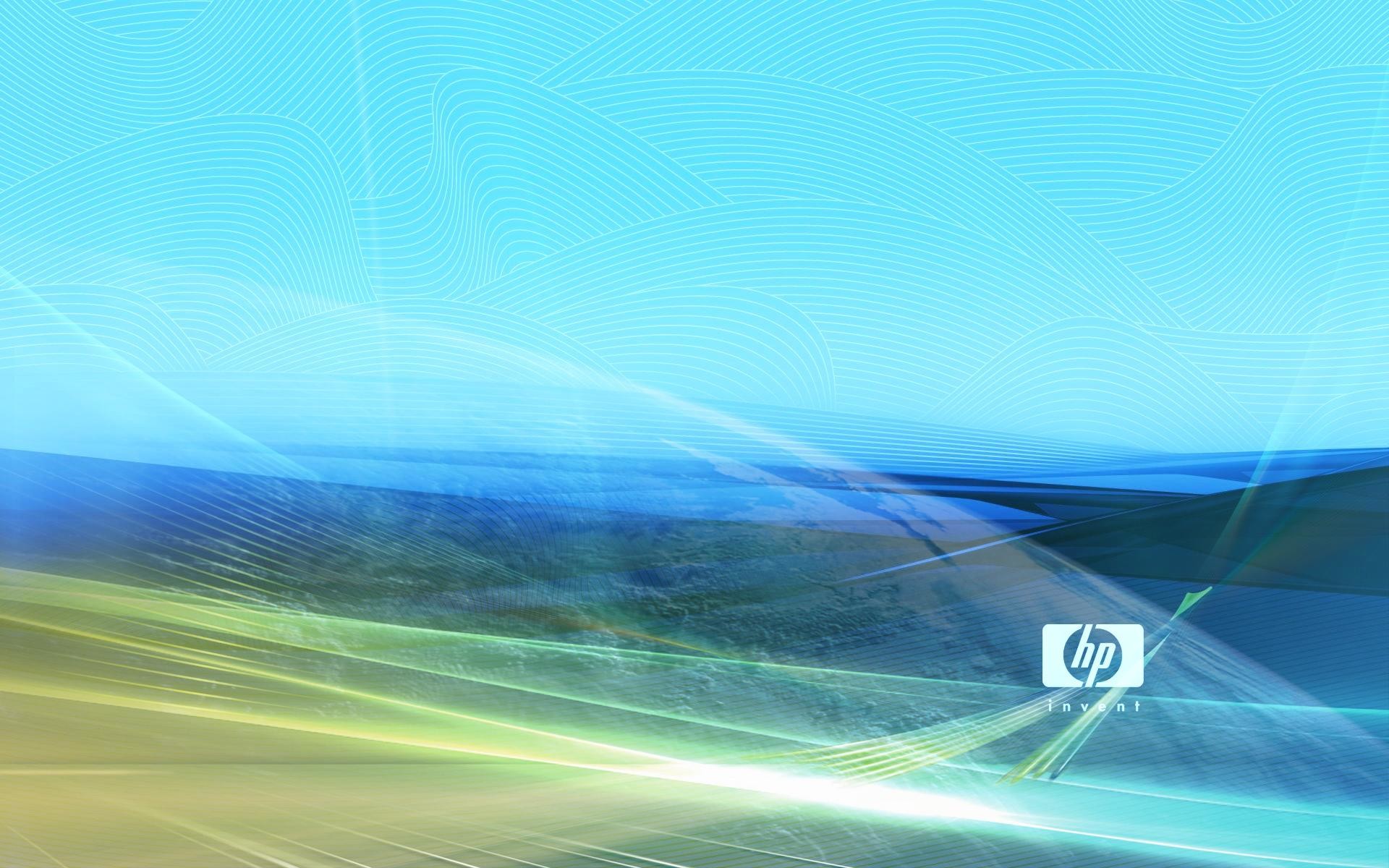 Logo HP, Onde di luce, Azzurro, Astratto, HP Invent, 16:10 Full HD, sfondo widescreen