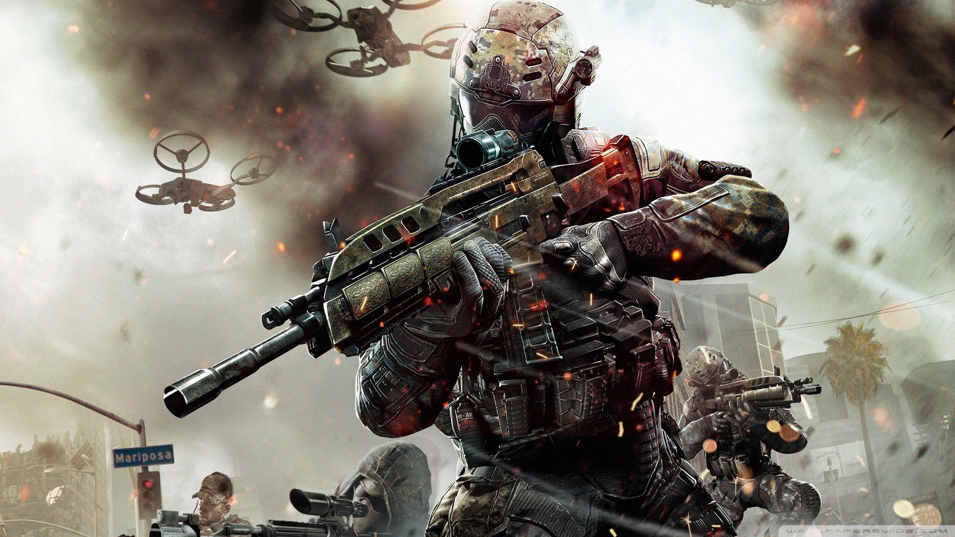 Call of Duty: Black Ops II, Soldato, Droni, Fucile, Città, Full HD, sfondo per PC