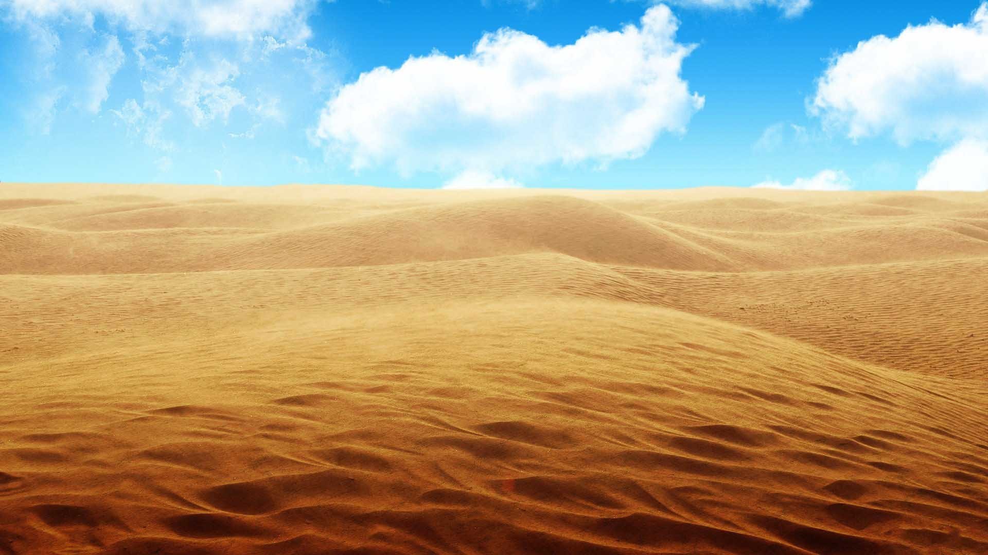 Dune di sabbia, Nuvole, Cielo azzurro, Deserto, Full HD, sfondo per PC