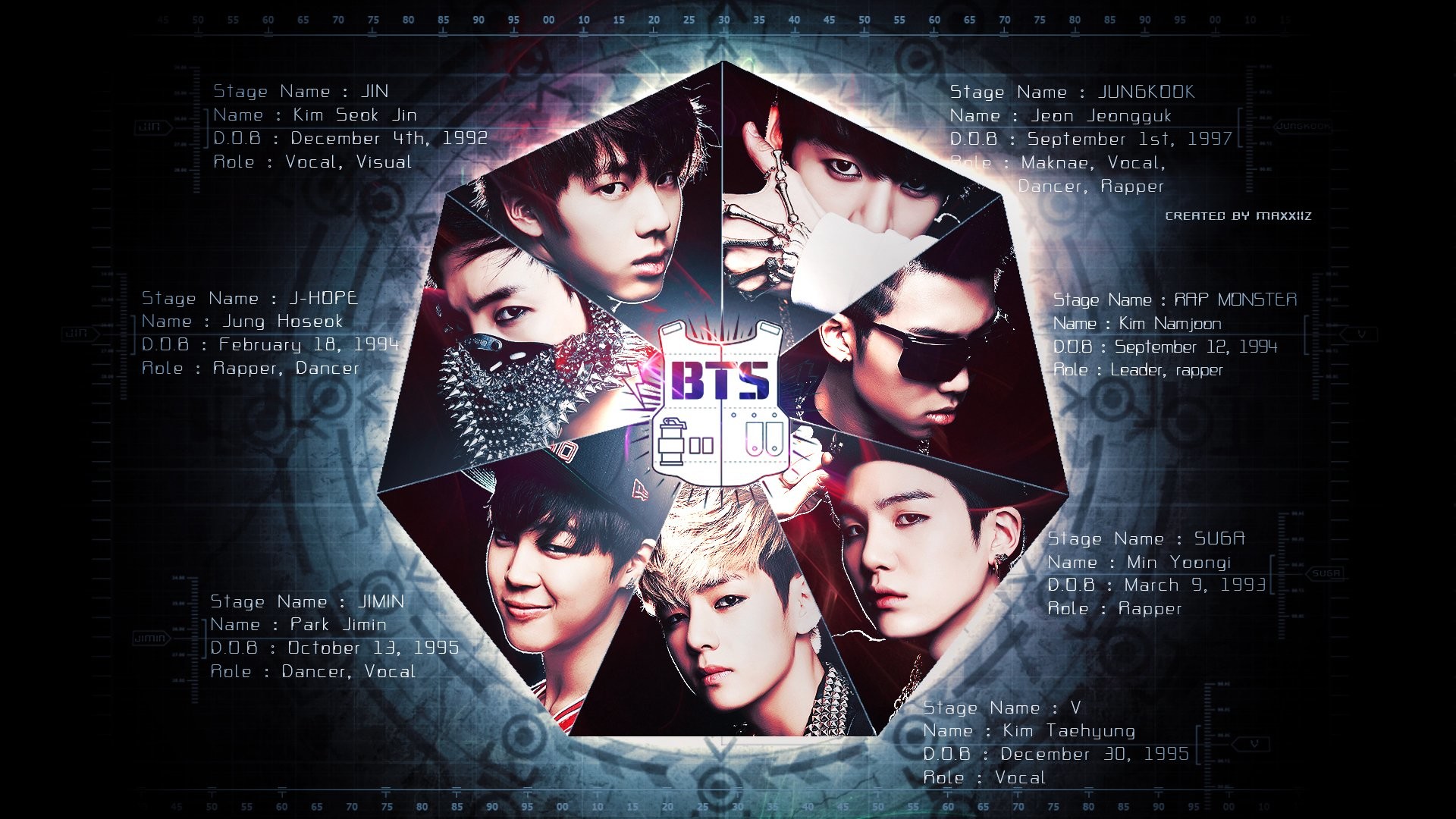 Jin, Suga, J-Hope, RM, Jimin, V, Jungkook, BTS, Full HD, sfondo Windows 11