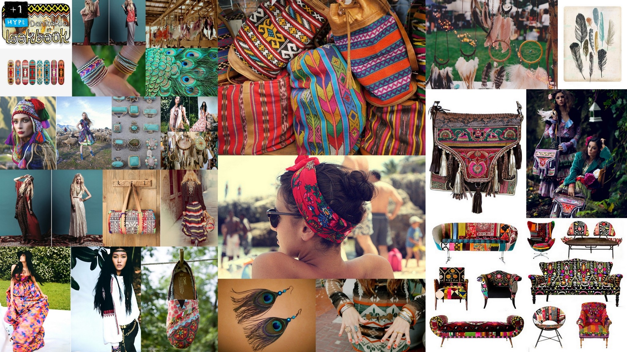 Moda boho, Collage, Tessuti etnici, Full HD, sfondo per PC