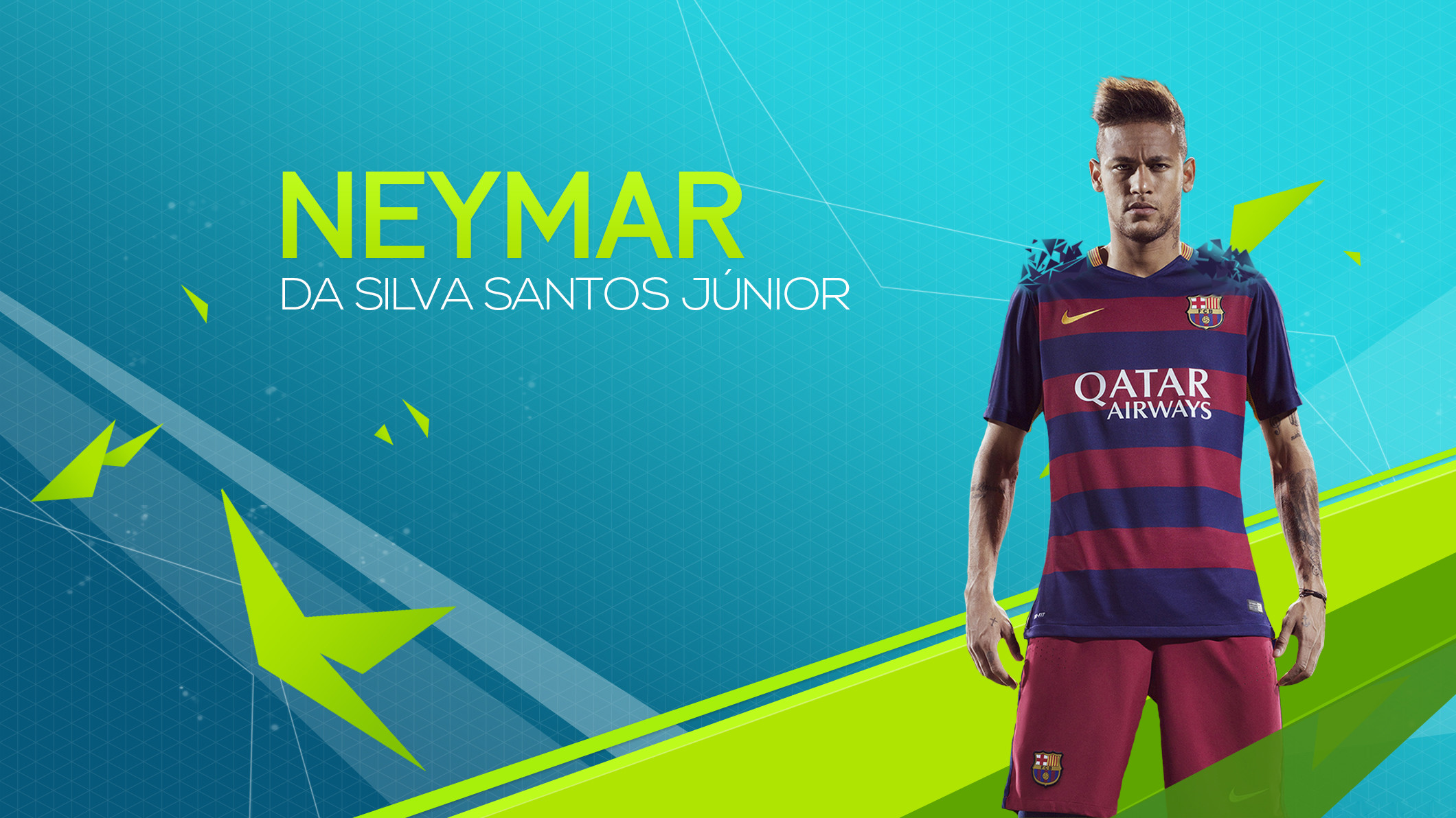 Neymar, Neymar da Silva Santos Júnior, FC Barcelona, Azzurro e verde, sfondo Full HD per portatile