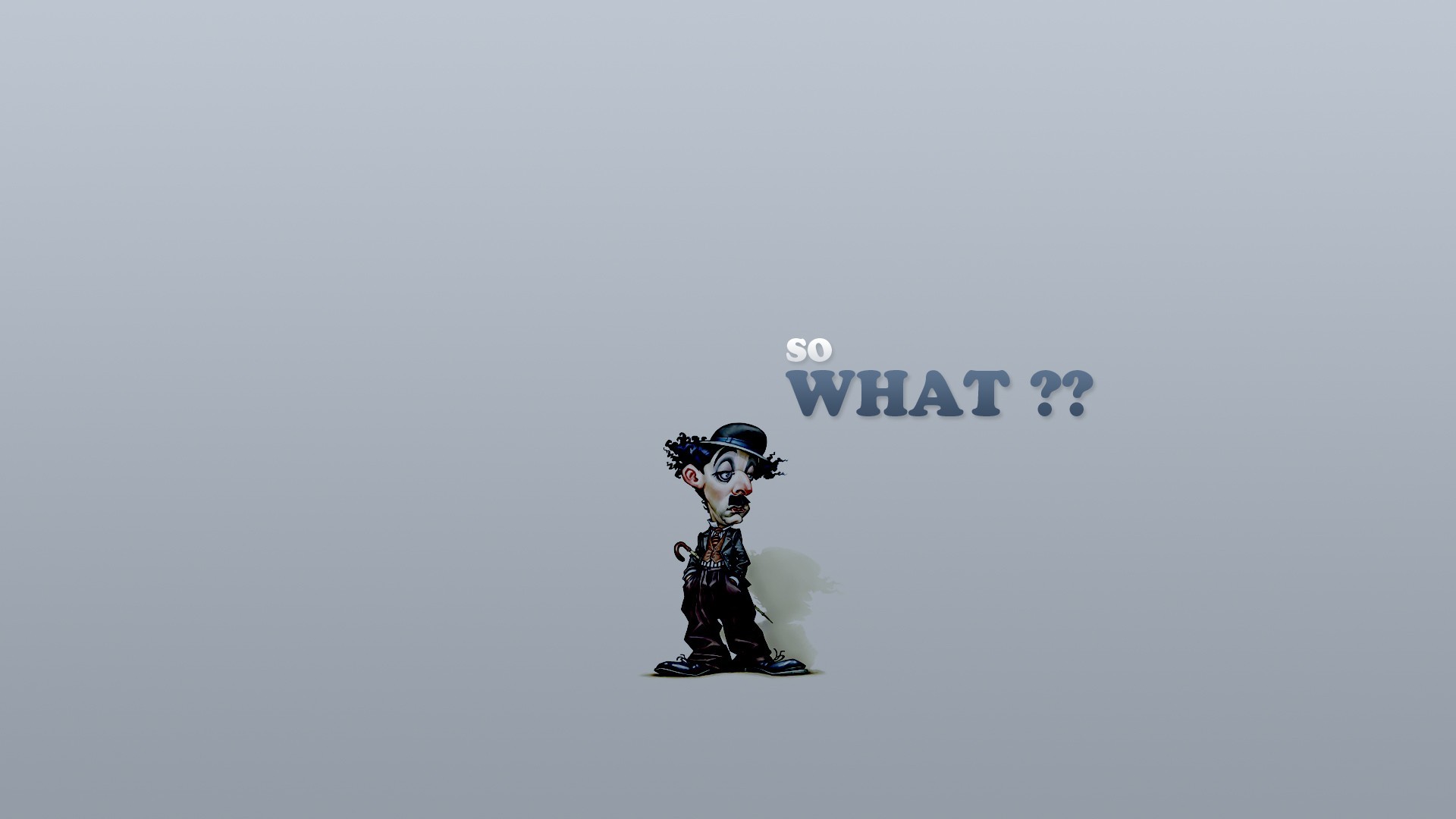 Minimalismo, Charlie Chaplin, So What??, Sfondo grigio, Full HD, wallpaper per PC
