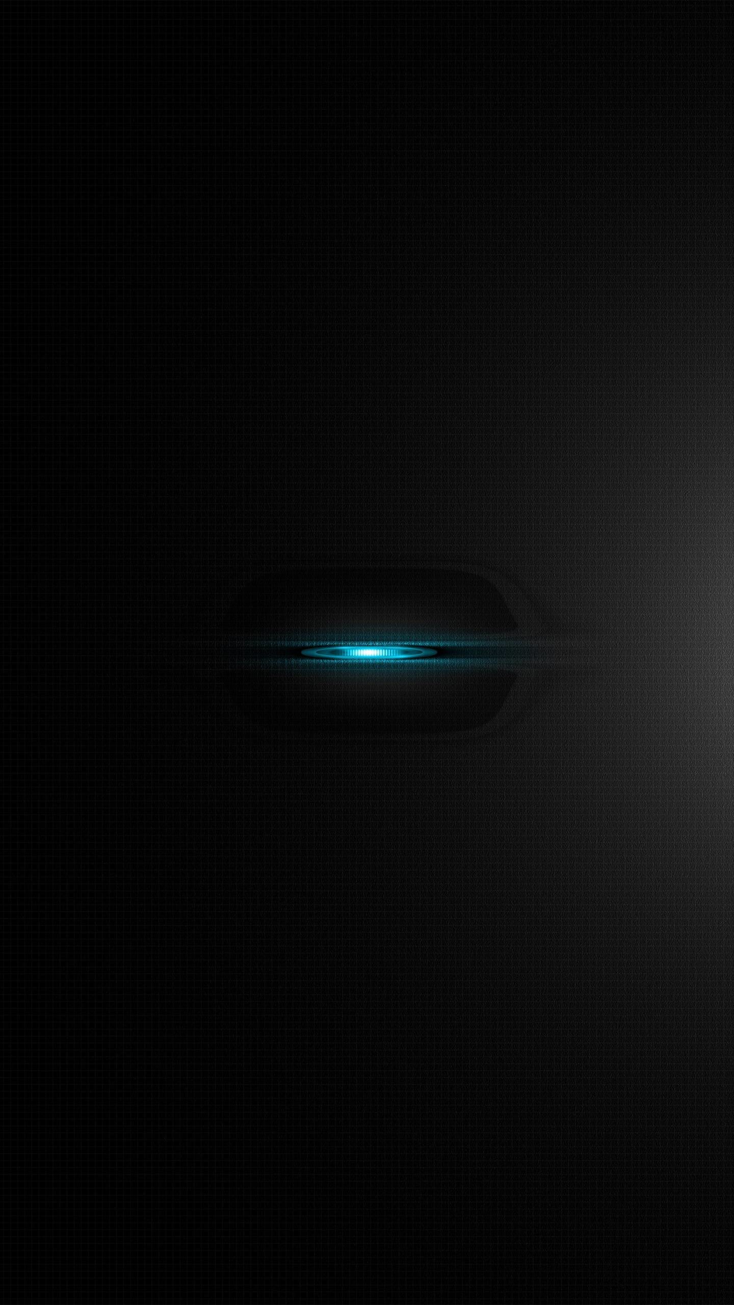 Sfondo nero, Luce blu, Minimalismo, QHD+, schermata di blocco del cellulare