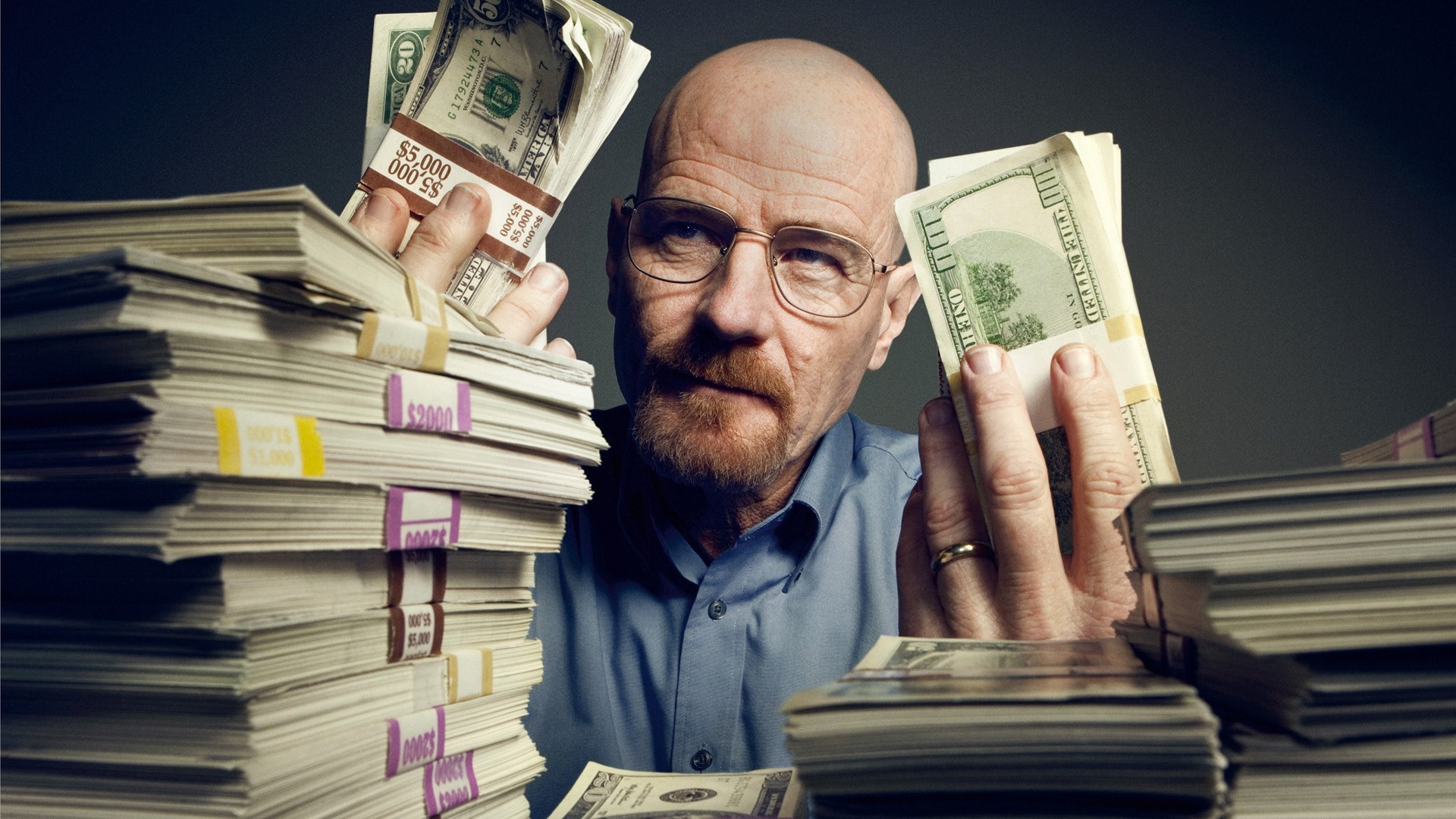 Walter White, Bryan Cranston, Breaking Bad, Mazzette di soldi, 1920x1080, sfondo per PC