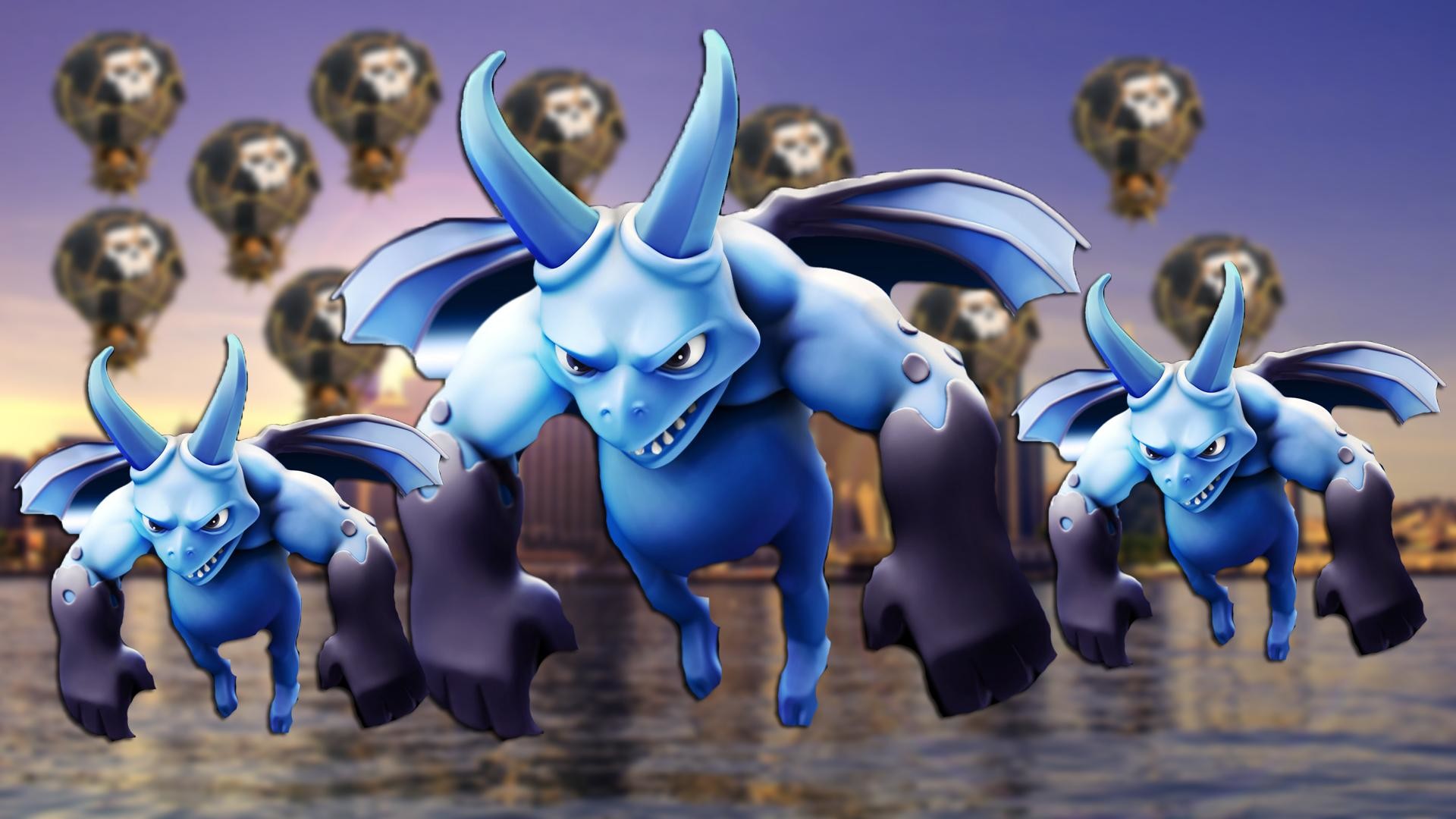 Clash Royale, Sgherri, Mongolfiere, Blu, Full HD, sfondo per PC e portatile