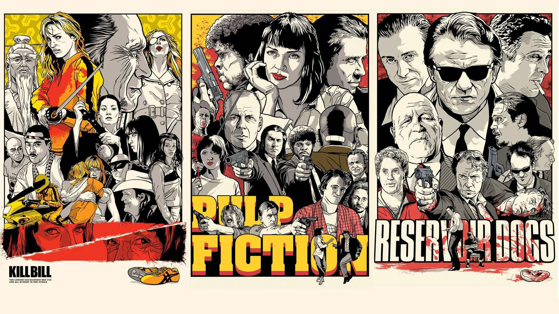 Pulp Fiction, Kill Bill, Le iene, Quentin Tarantino, Poster, Full HD 1080p, sfondo desktop