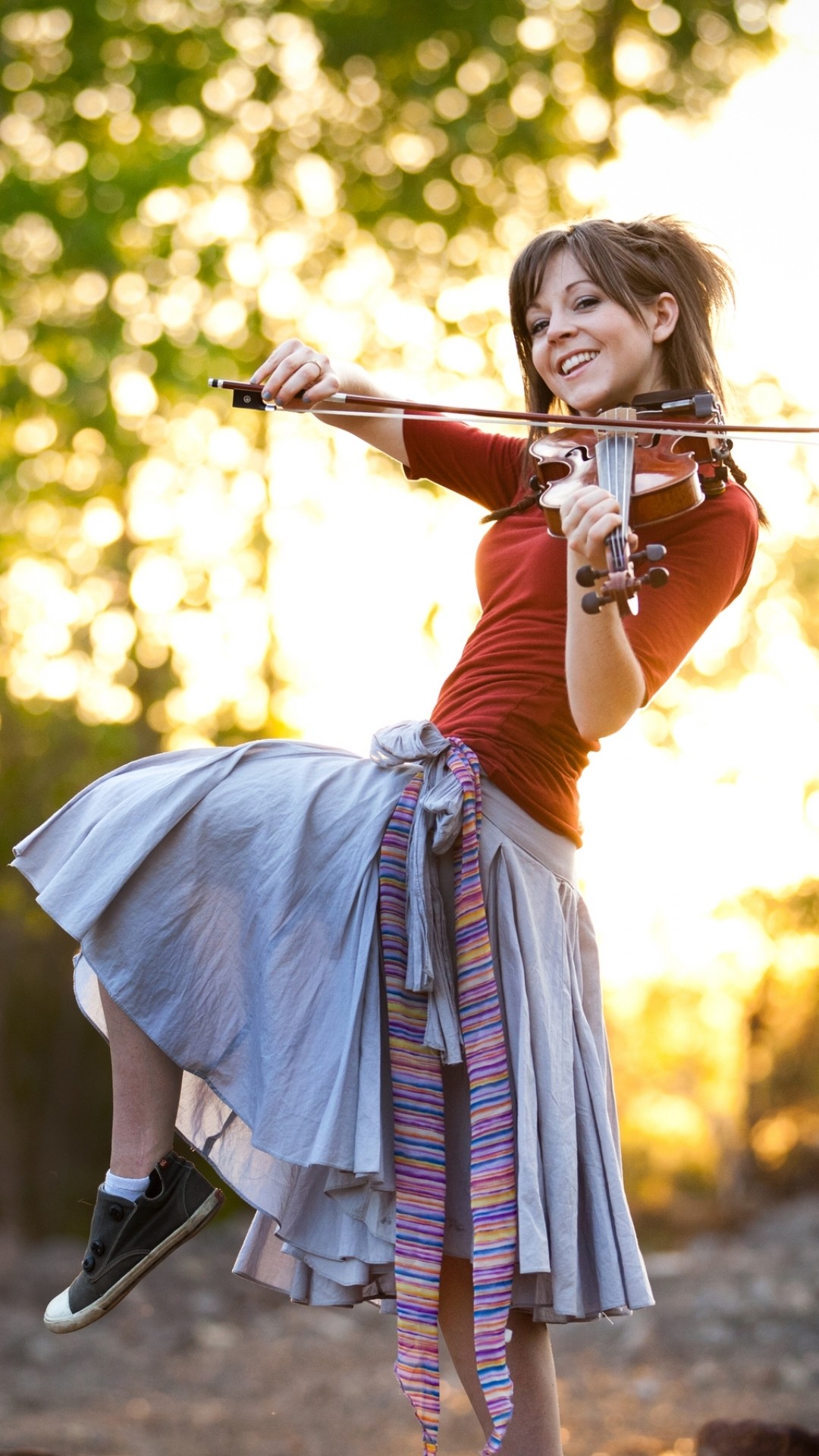 Lindsey Stirling, Violino, Gonna, Controluce, Full HD, wallpaper per smartphone