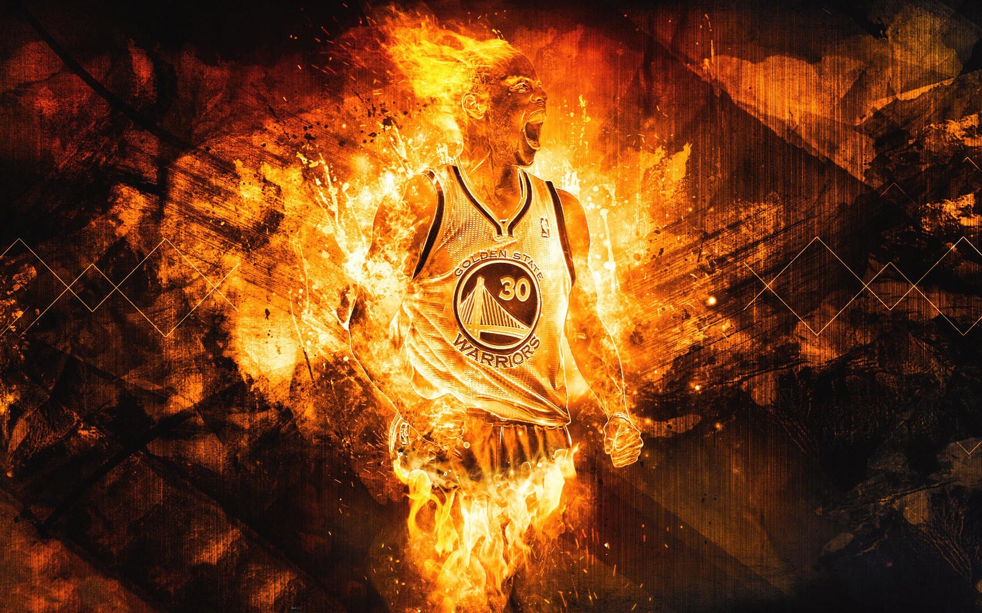 Stephen Curry, Golden State Warriors, Fuoco, Arancione, 1920x1200, sfondo per PC