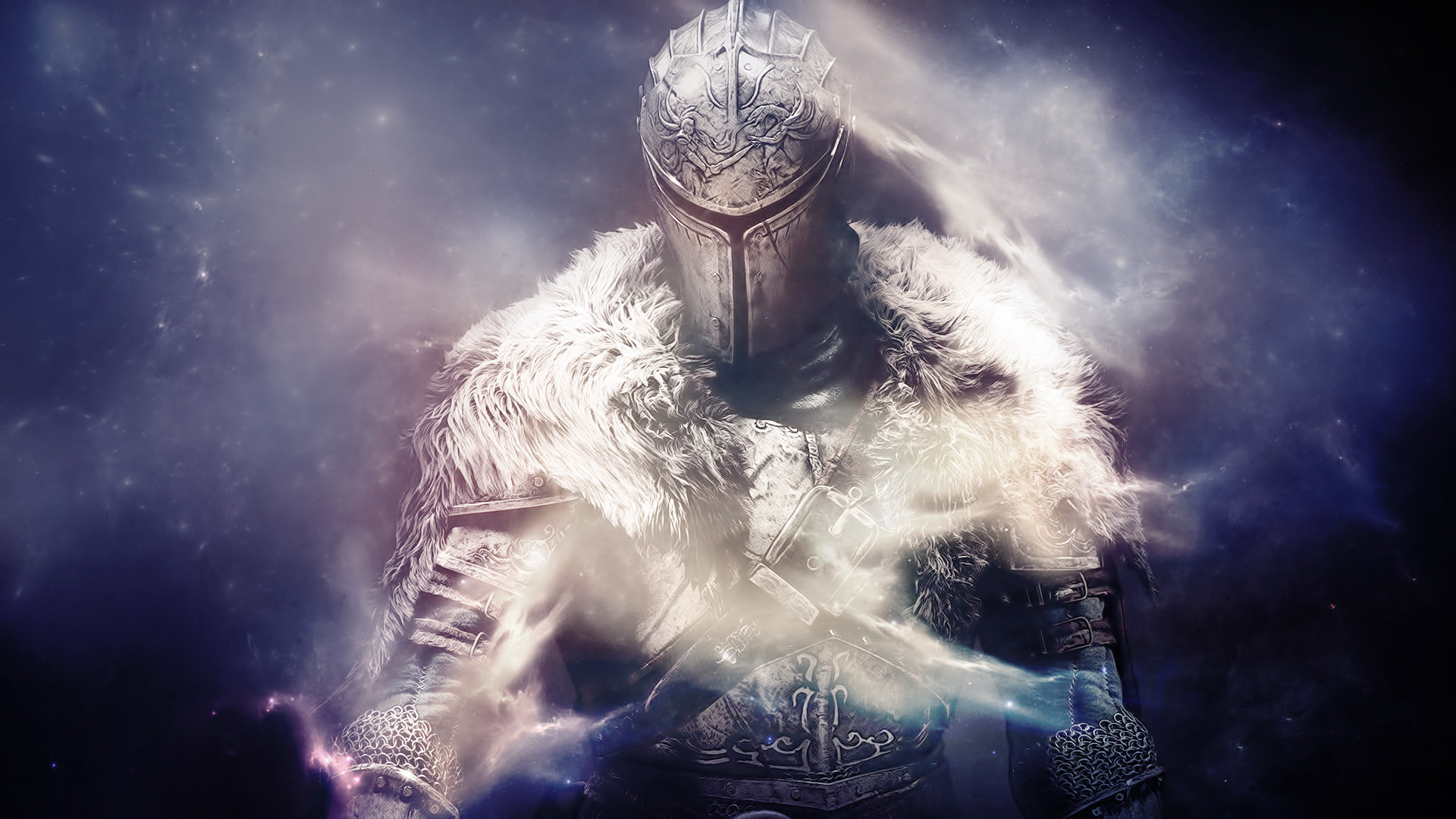 Dark Souls II, Cavaliere, Pelliccia, Elmo, Nebbia, 1920x1080, immagine di sfondo