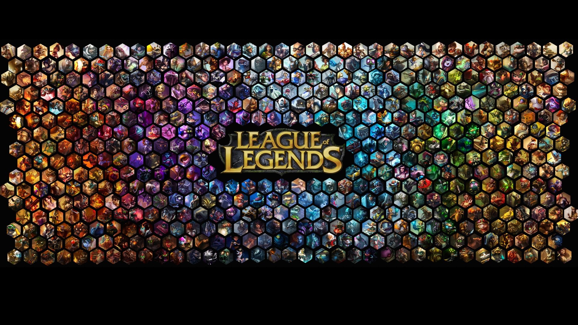League of Legends, Icone campioni, Logo, Mosaico, Full HD 1080p, sfondo desktop