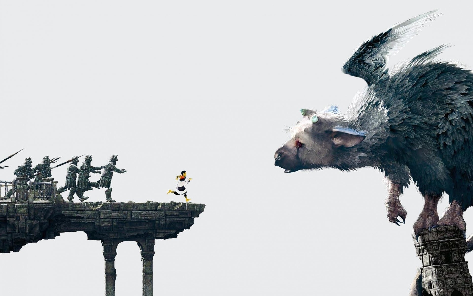 Trico, The Last Guardian, Ragazzo, Guardie, Rovine, Full HD, wallpaper desktop