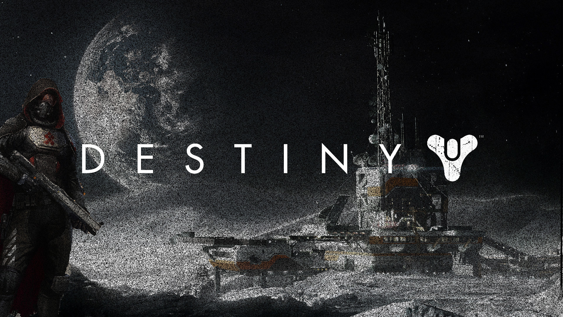 Destiny, Logo, Luna, Cacciatore, Bianco e nero, Full HD, sfondo per PC