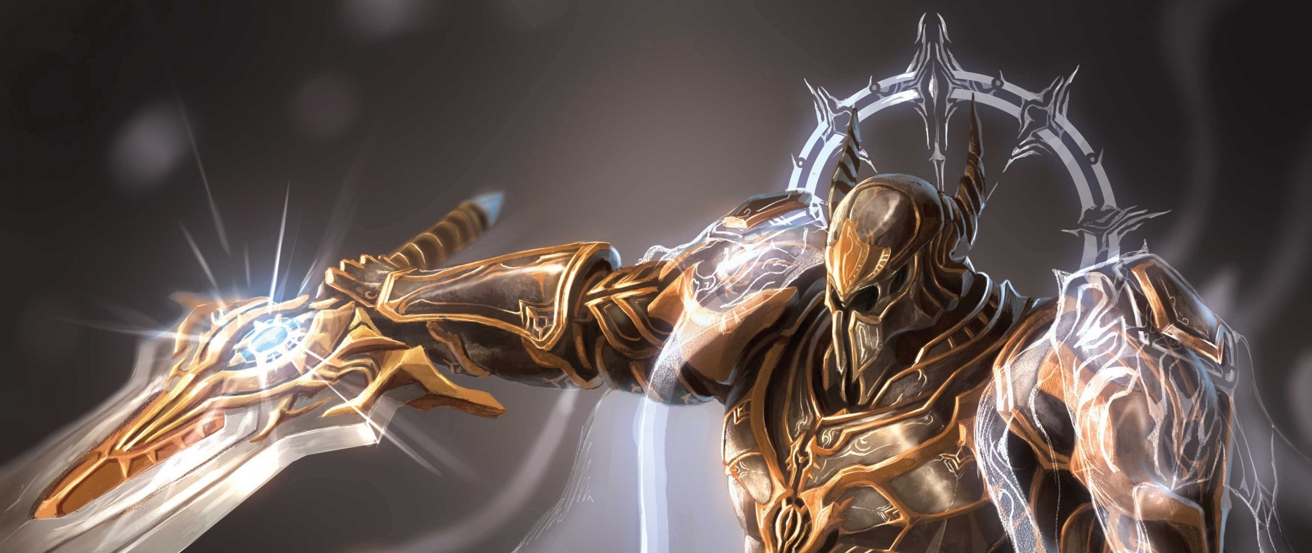 Imperius, Diablo III, Armatura dorata, Lancia, 2560x1080, immagine di sfondo