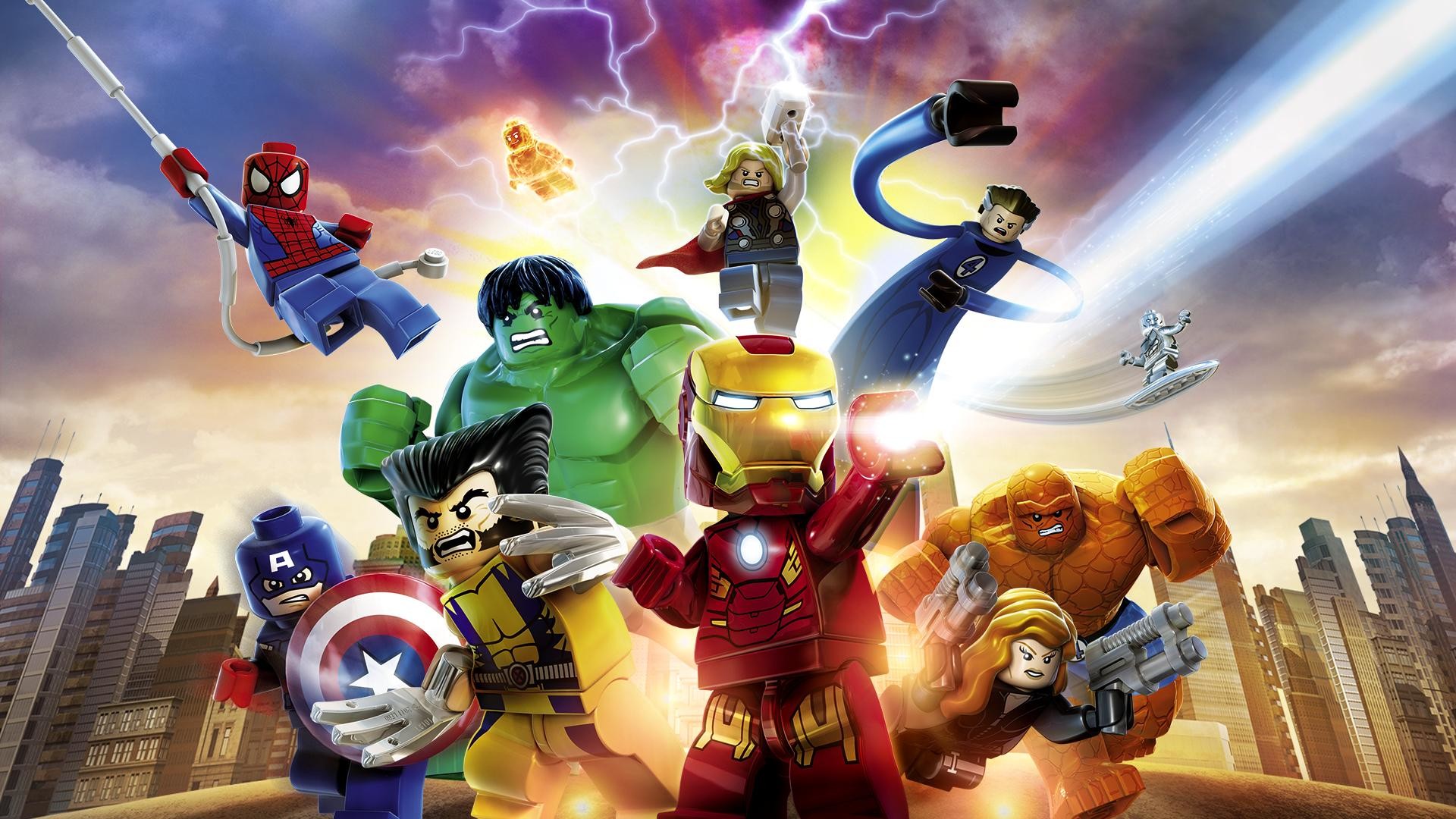 LEGO Marvel Super Heroes, Hulk, Iron Man, Wolverine, Capitan America, sfondo desktop 1080p