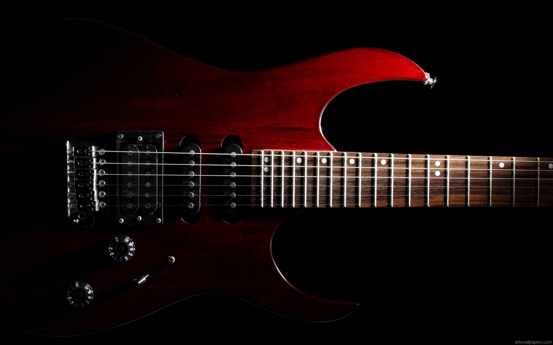 Chitarra elettrica, Rossa, Sfondo nero, Full HD, wallpaper desktop