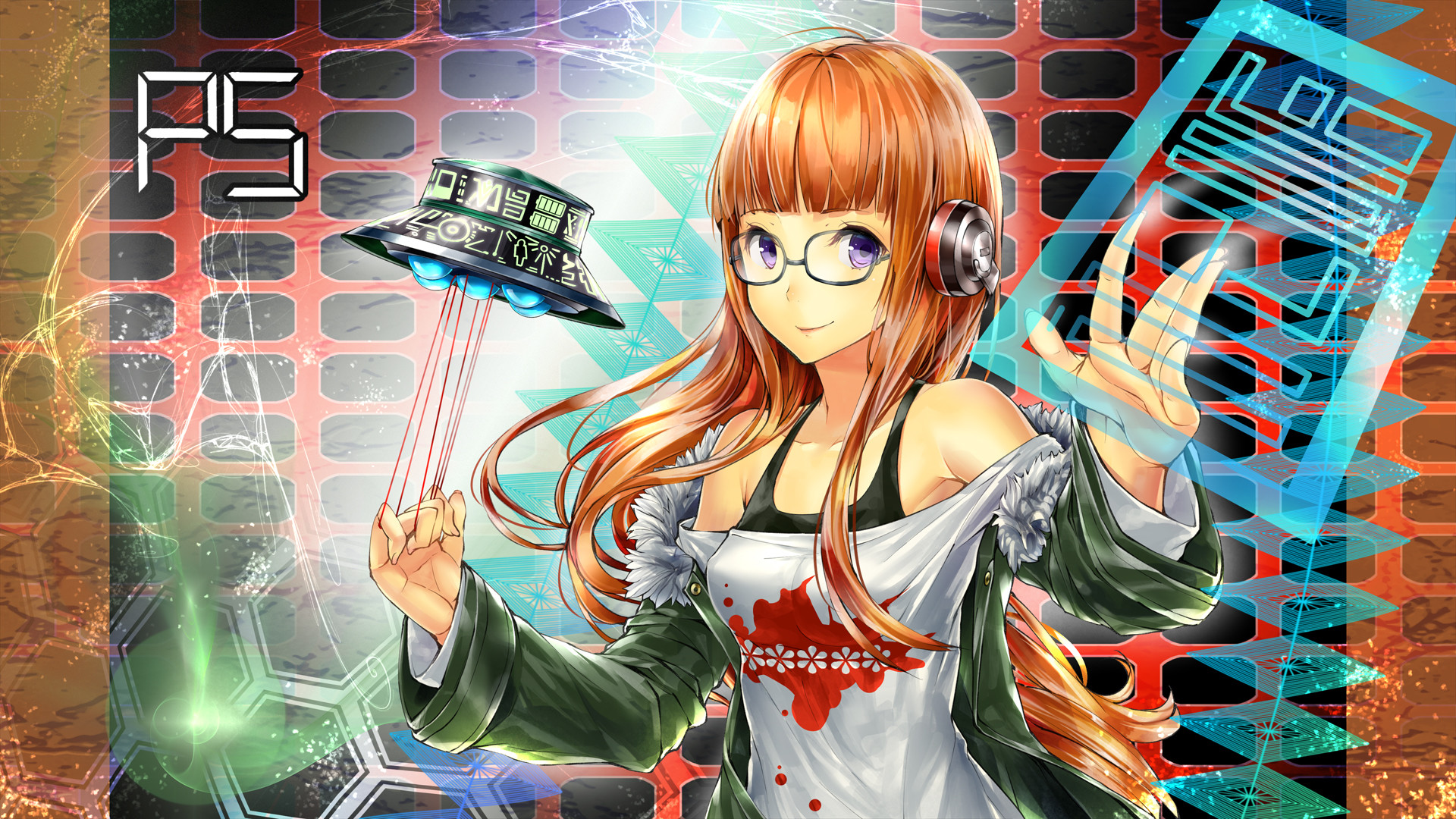 Futaba Sakura, Persona 5, Cuffie, Fan art, Full HD, sfondo per portatile