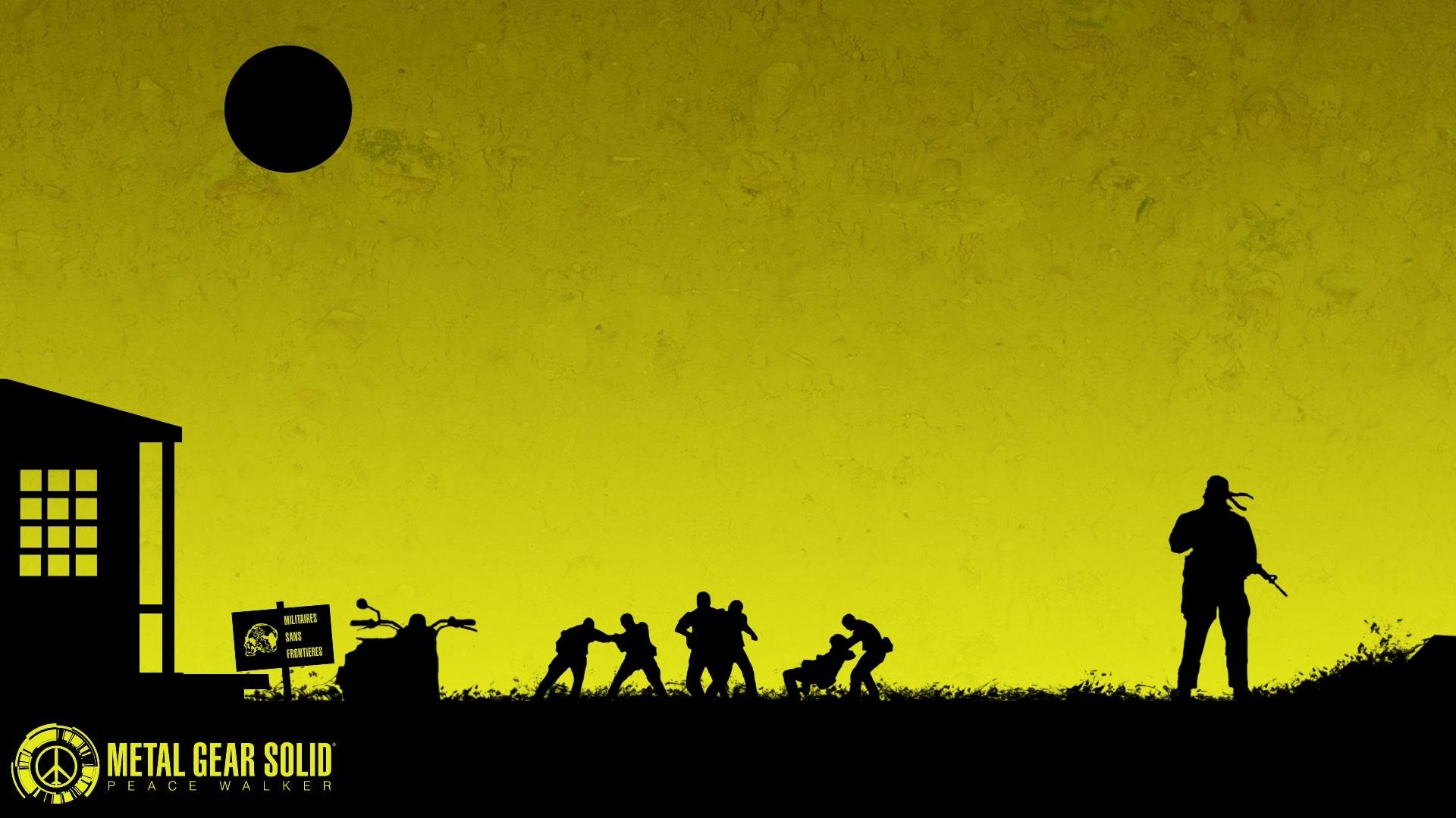 Metal Gear Solid: Peace Walker, Silhouette, Minimalismo, Sfondo giallo, wallpaper desktop Full HD