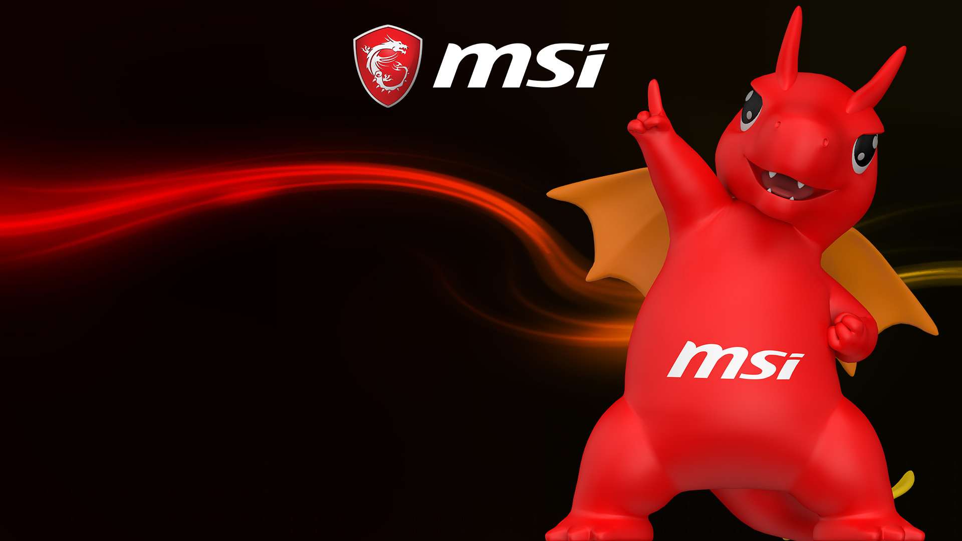 MSI, Mascotte, Lucky, Drago, Rosso, Full HD, sfondo per PC e portatile