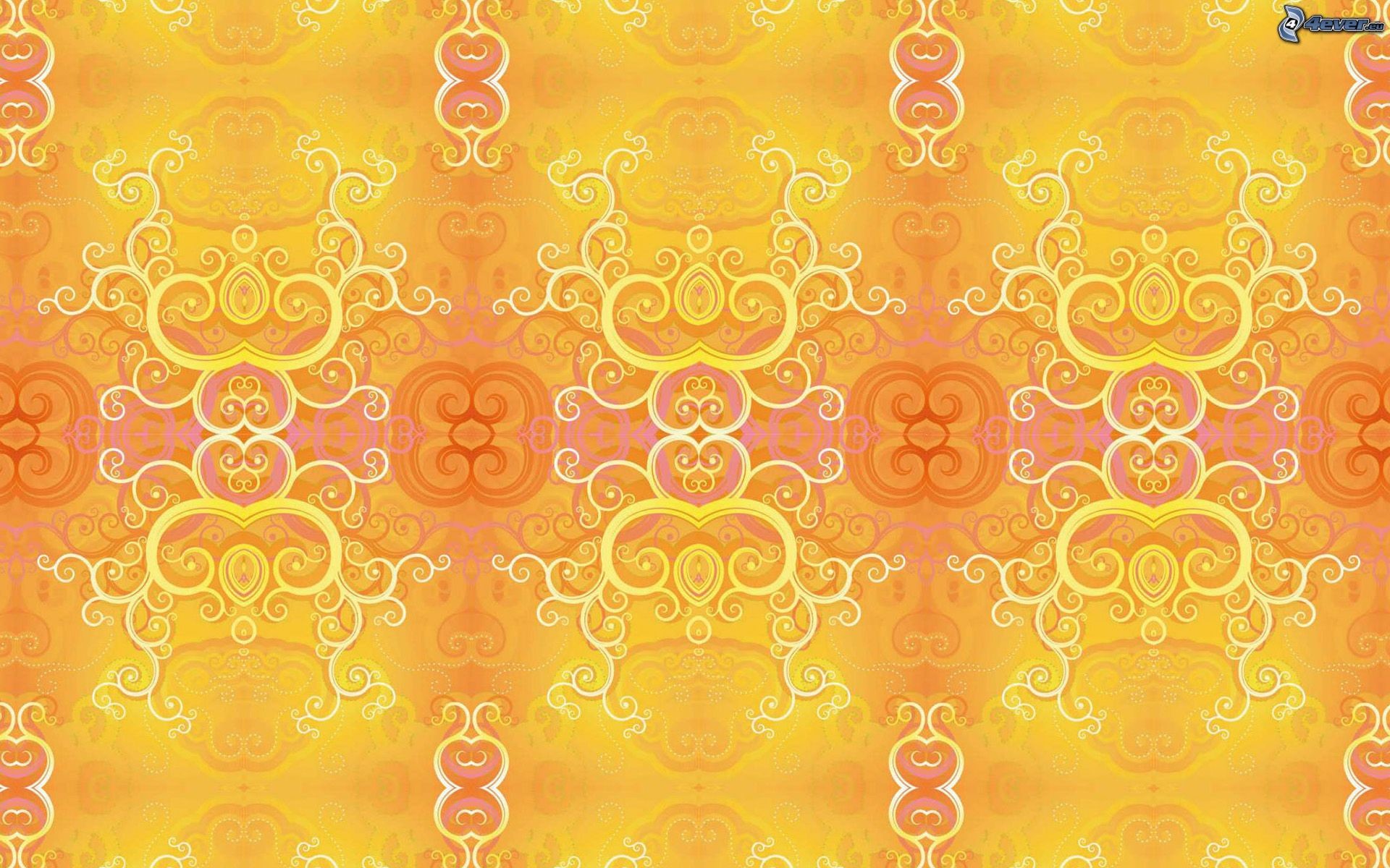 Motivo ornamentale, Frattale, Arancione, Giallo, 1920x1200, immagine di sfondo