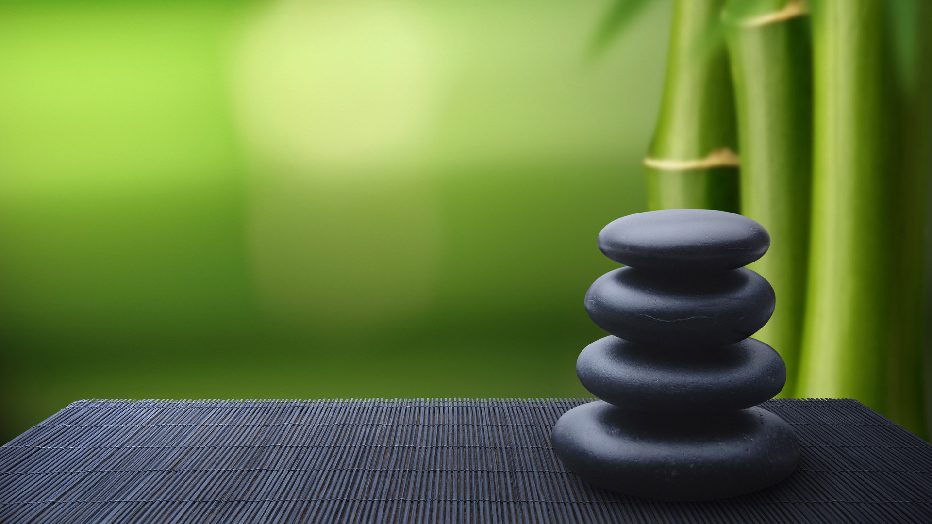 Pietre impilate, Bambù, Verde, Meditazione, 1920x1080, sfondo per PC