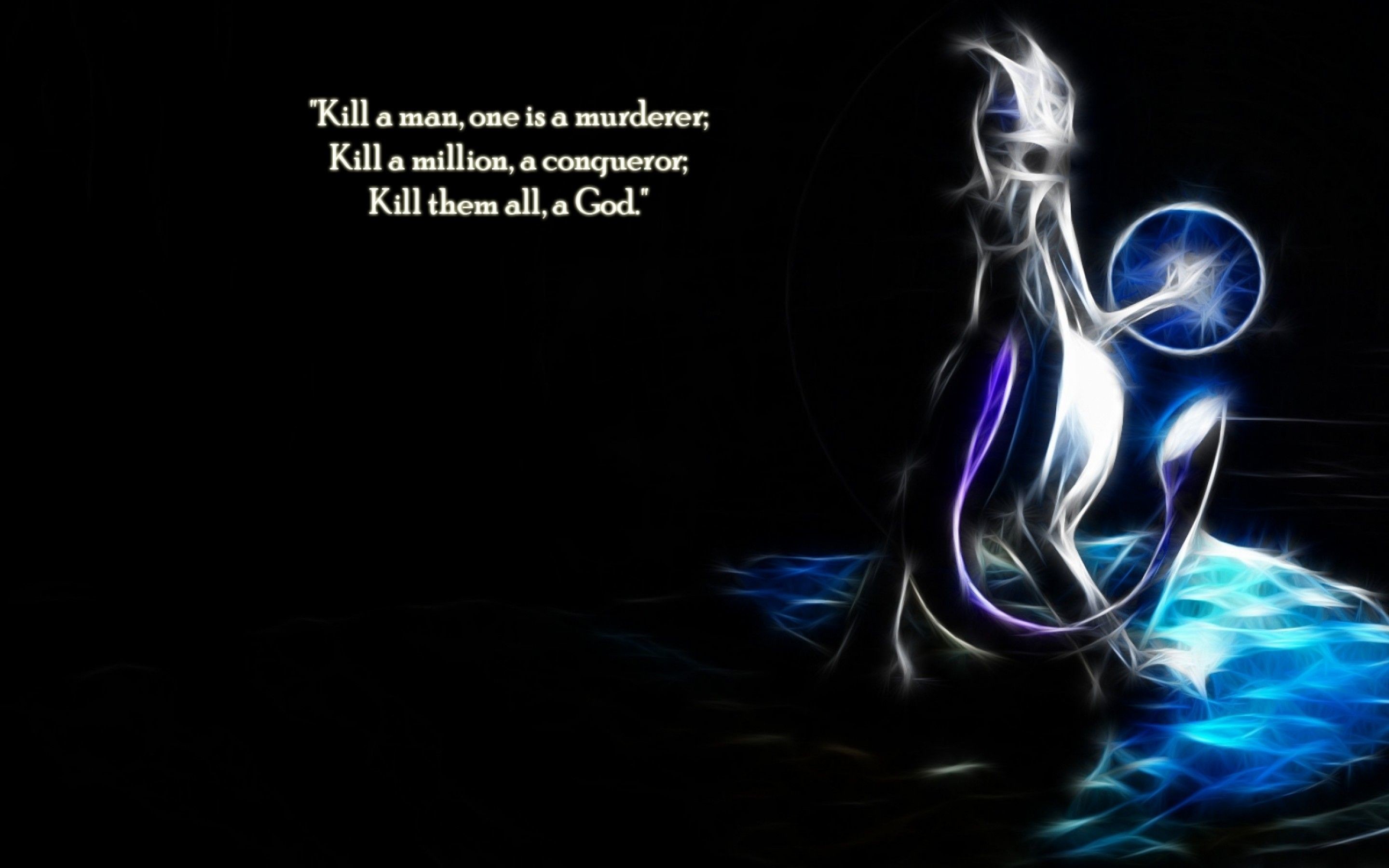Mewtwo, Pokémon, Citazione, Arte frattale, Sfondo nero, 2K, wallpaper per computer