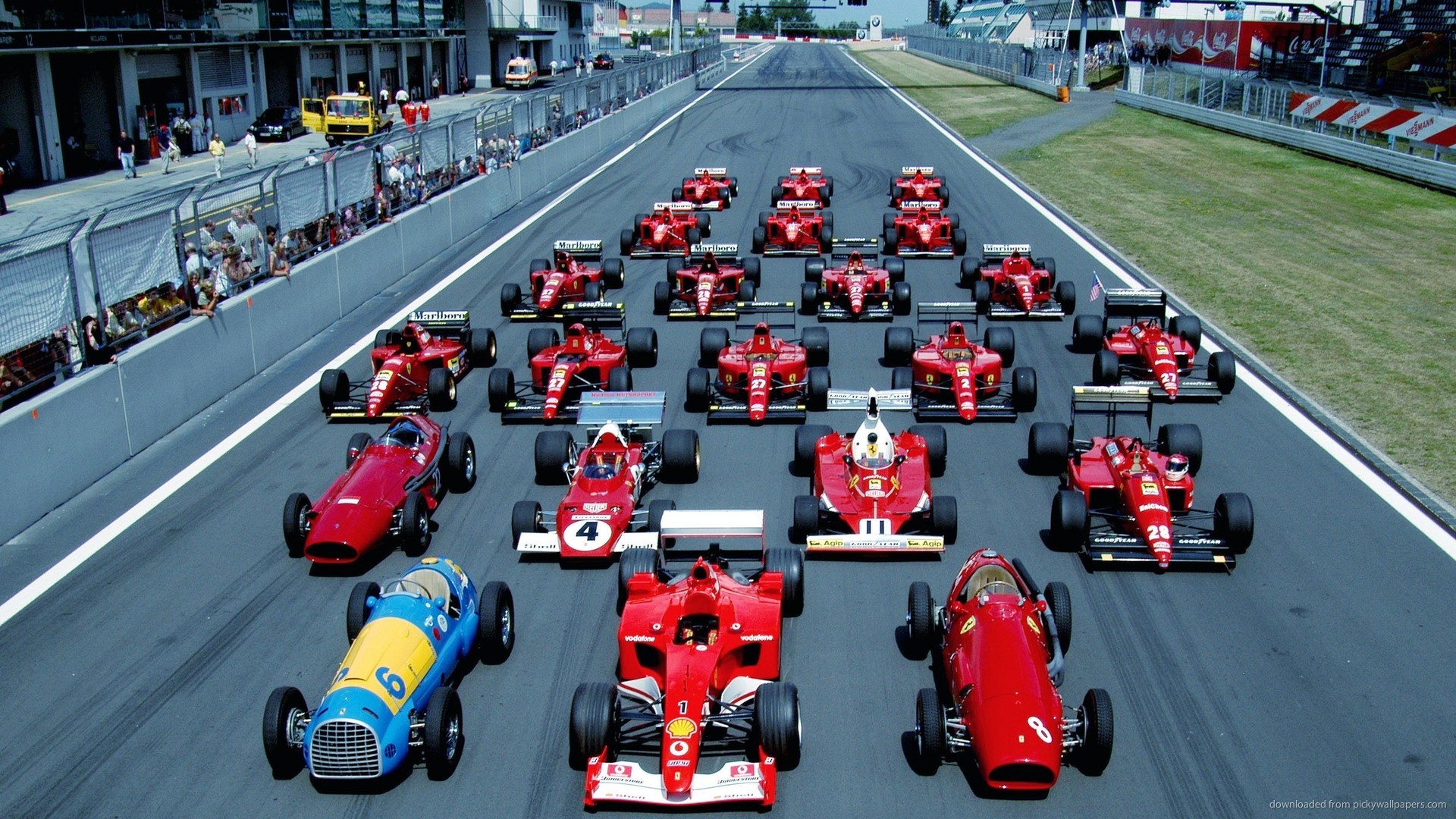 Scuderia Ferrari, Ferrari storiche, Formula 1, Monoposto d'epoca, Rettilineo, sfondo 1080p
