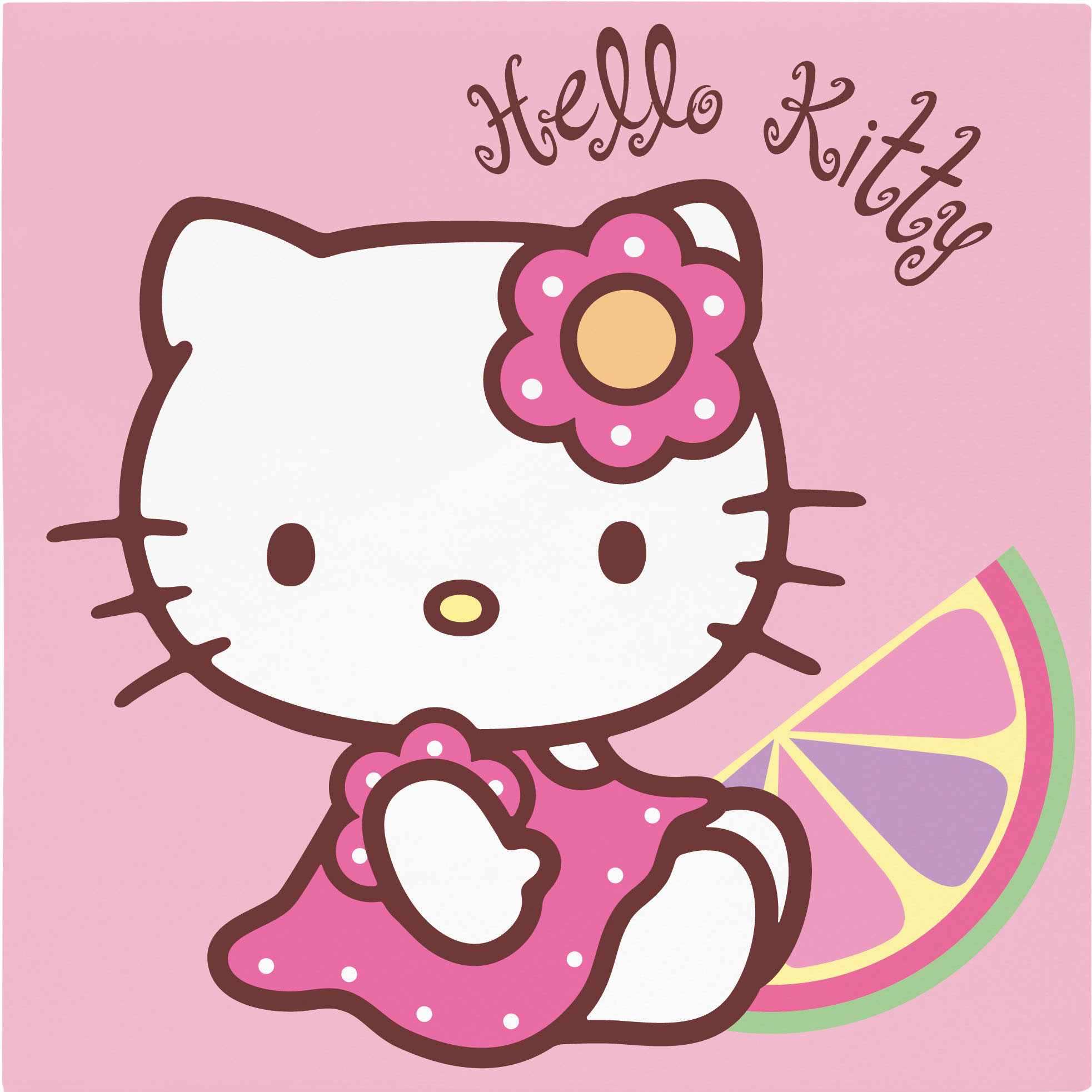 Hello Kitty, Fiore, Pompelmo, Rosa, Scritta, Full HD, sfondo per iPad e tablet